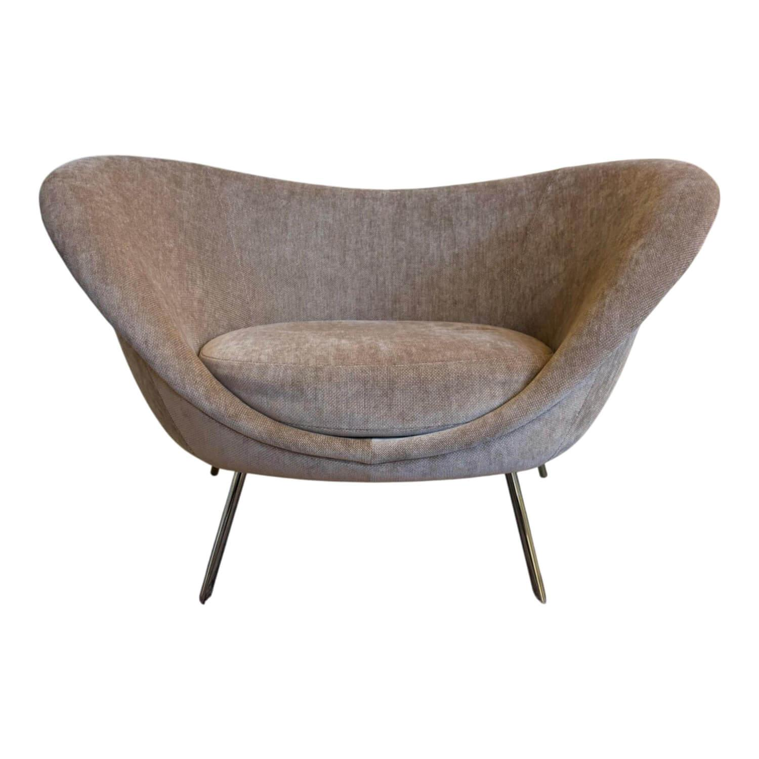 Molteni & C - Sessel Fauteuil Gio Ponti Stoff Wien Cipria Braun Füße Schwarzchrom - 1