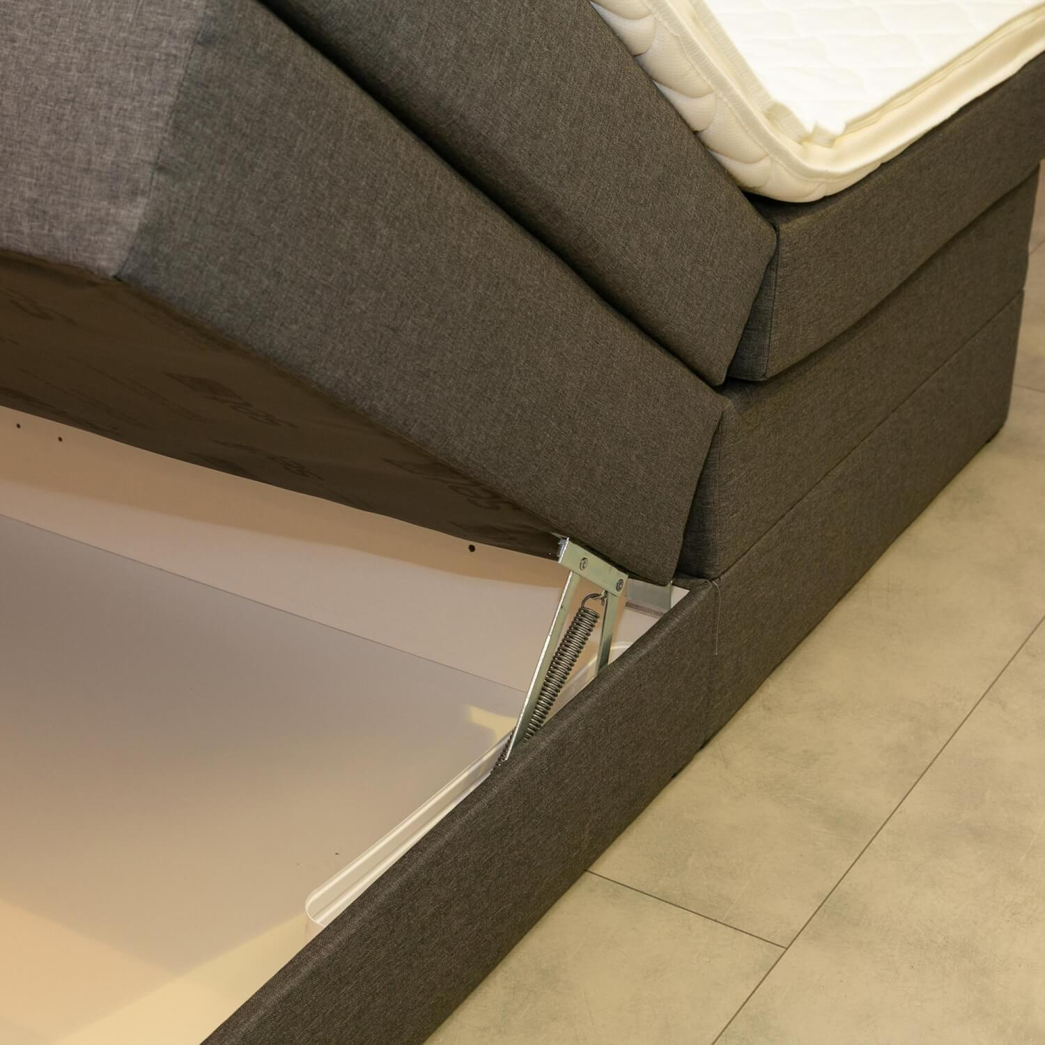 set one by Musterring - Boxspringbett Florida Bezug B392 Anthrazit Feinmeliert Mit Bettkasten Inklusive Topper - 2