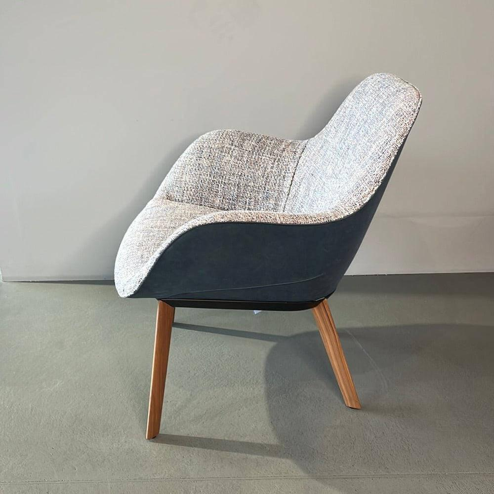 Walter Knoll - Armlehnstuhl Sheru 353 10C Innen Stoff Sorel 7872 Tanzanite Grau Außen Leder Vintage 1437 Midnight Blue Blau Gestell Nussbaum - 6