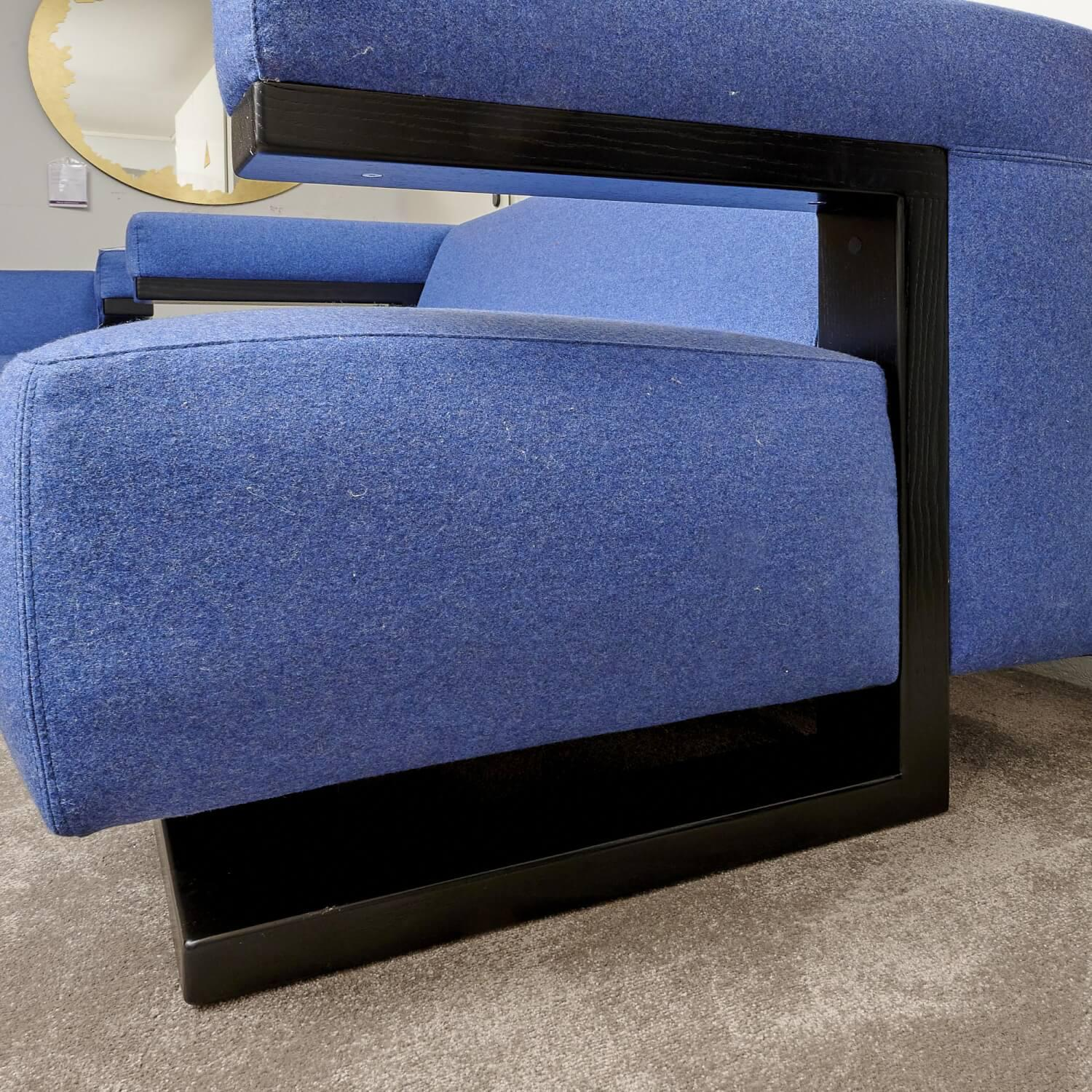 Tecta - Sofa Gropius F51 2 Stoff Dama 0077 Blau Gestell Esche Schwarz - 5