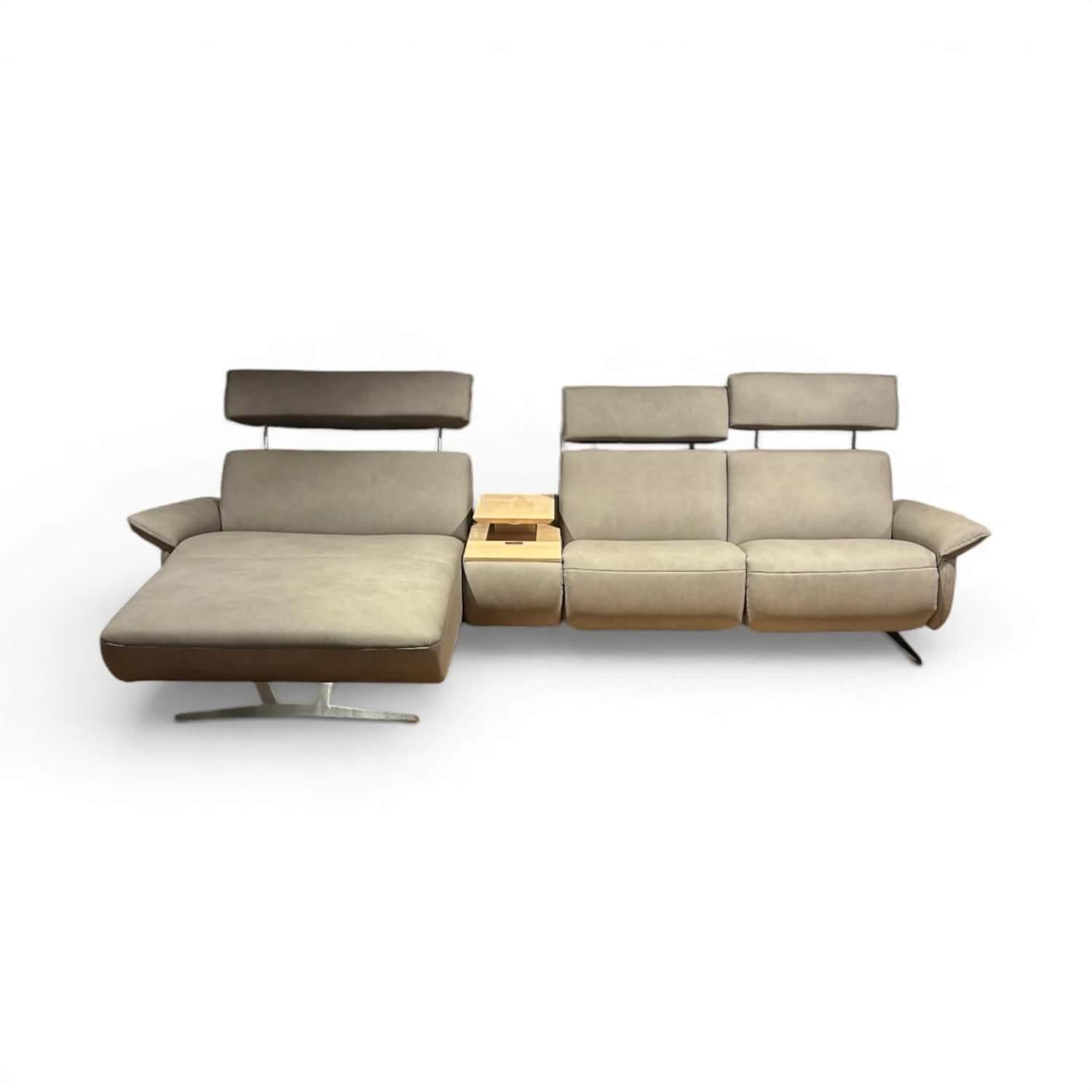 himolla - Ecksofa 4254 Leder Leonessa Fjord Grau Füße Metall Schwarz Inkl. Elektr. Kopfteilverstellung, Rücken und Fußteilverstellung - 1