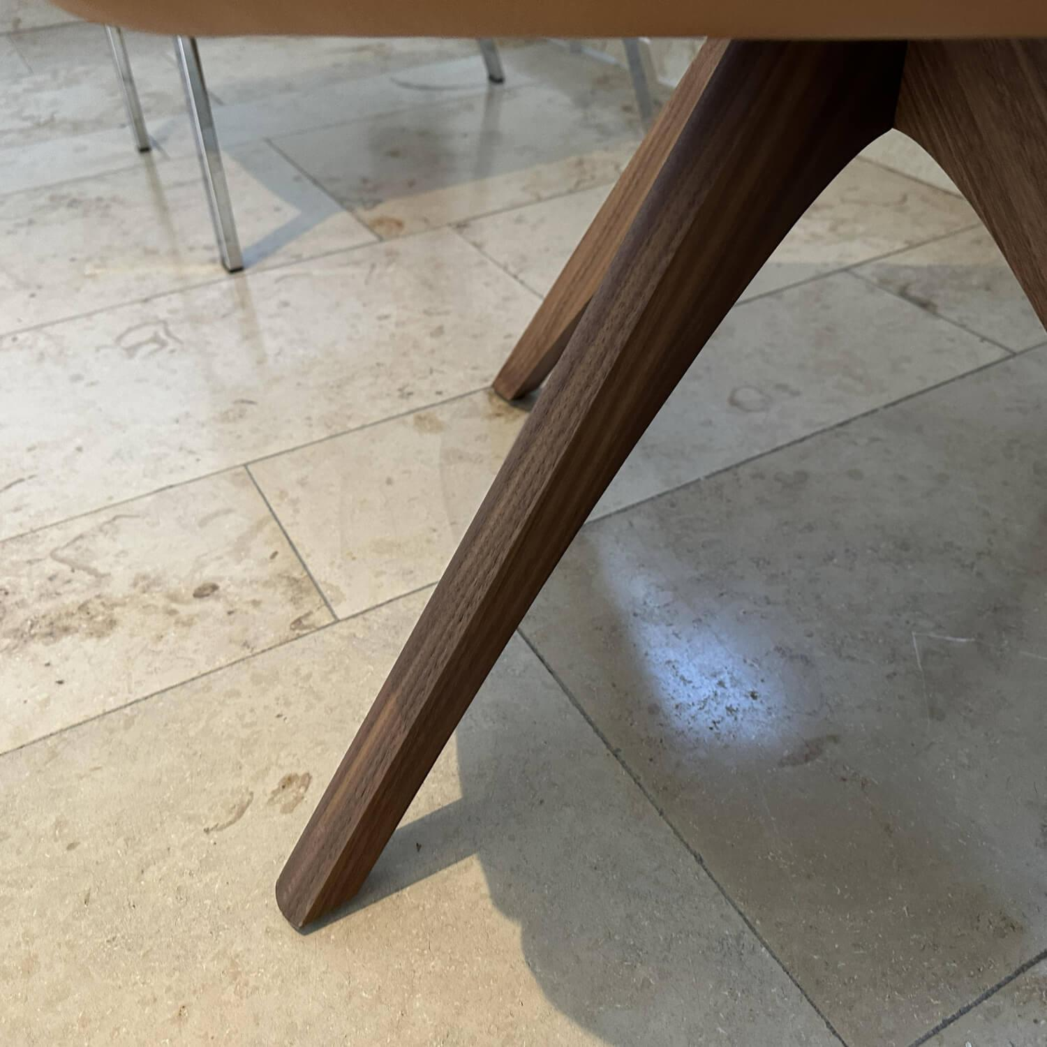 Rolf Benz - Armlehnstuhl 640 Leder 38 111 Mittel Ockerbraun Braun Fuß Nussbaum Farblos Lackiert Mit Drehfunktion - 2