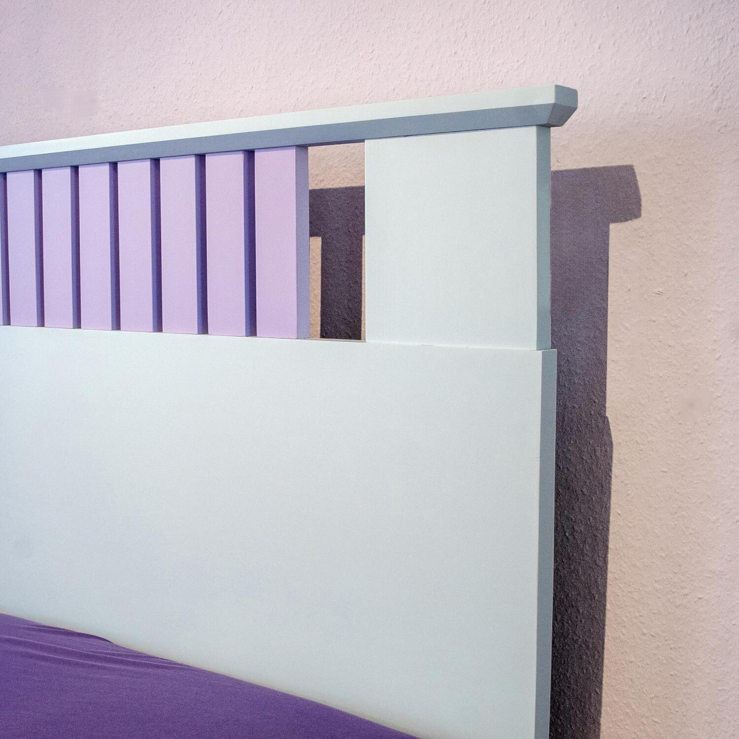 Marktex - Bett 6422 Pinie Hellblau Lackiert Sprossen Lila Ohne Matratzen Und Ohne Lattenrost - 7