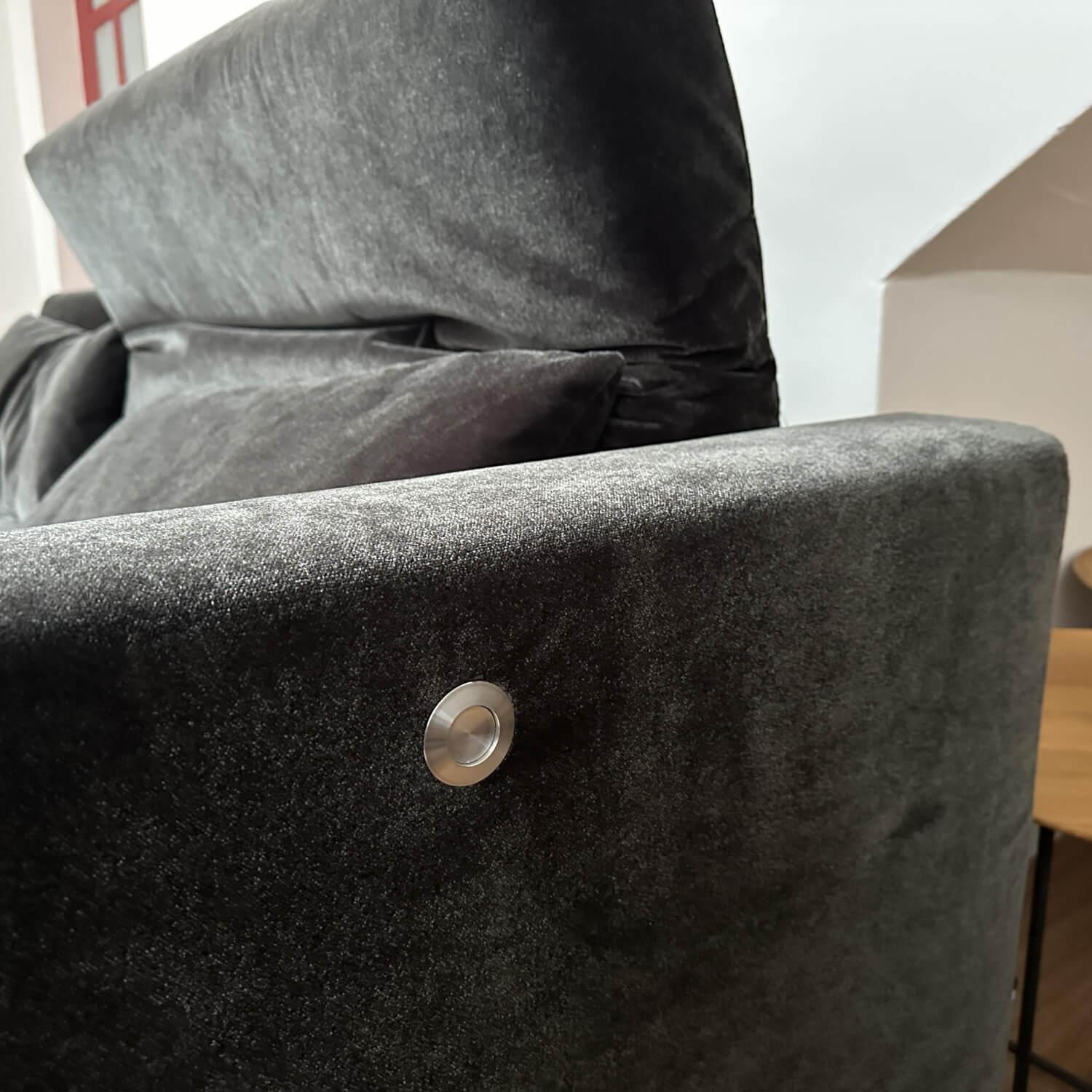Brühl - Sofa Embrace Stoff 4473 98 Anthrazit Kufe Metall Verchromt Glänzend Inklusive Kissen Und Verstellung - 2
