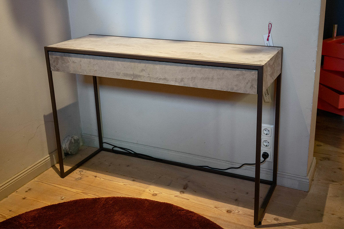 YOMEI - Konsole Smart Oberfläche Microleder Schlammgrau Gestell Edelstahl Pulverlackiert - 6