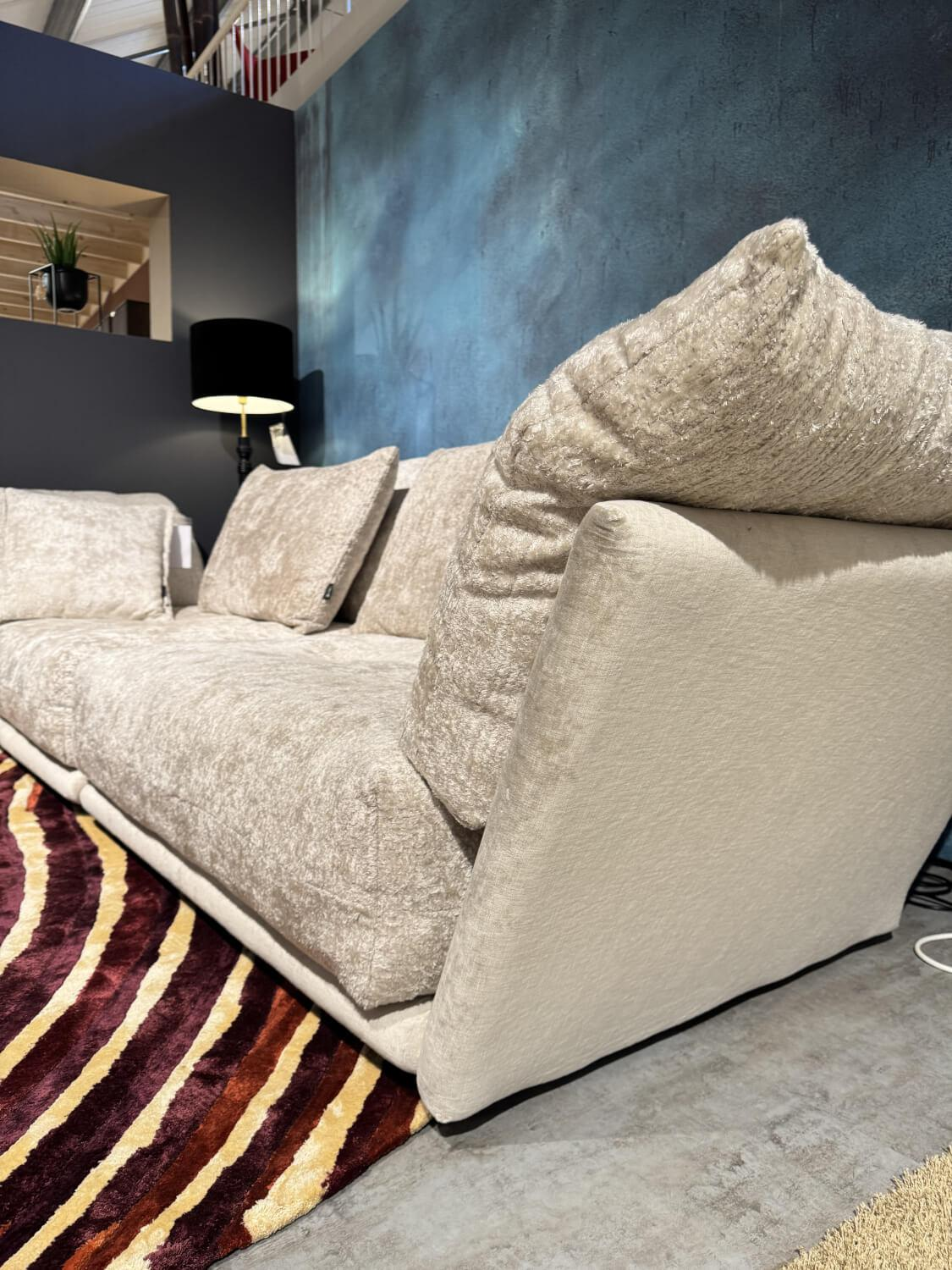 Bretz - Sofa Esfera Stoff 66 Grau Vintage Velvet 65 Moonlight mit 3 Kissen - 4