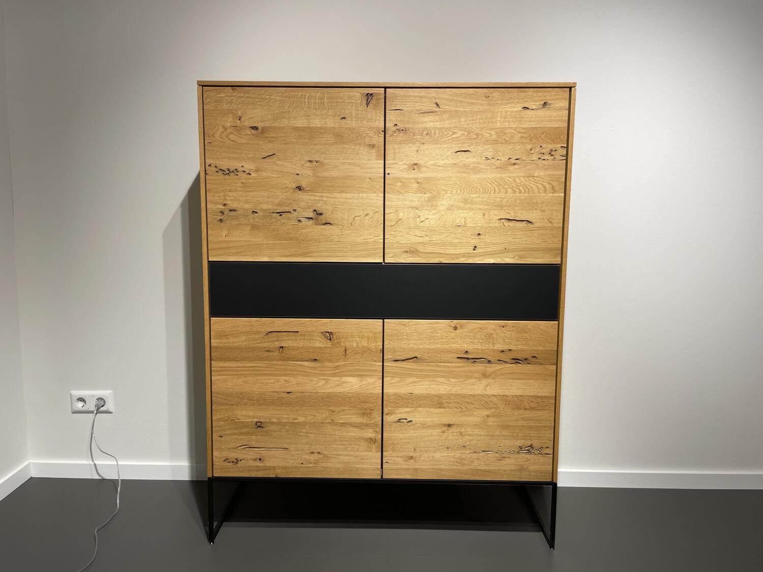 Team 7 - Filigno oak cabinet Venetian colored glass black matt frame black - 2