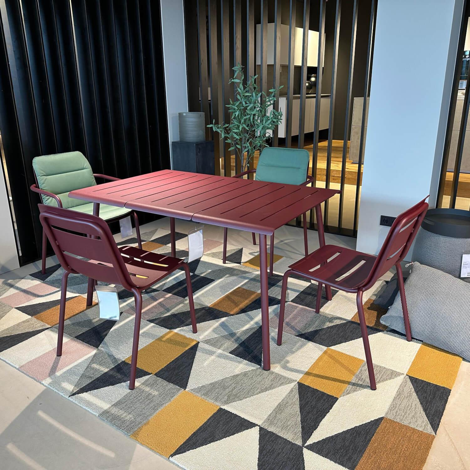 Weishäupl - Essgruppe Outdoor Vapio Metall Aluminium Beere Rot Pulverbeschichtet Inklusive Polster Schilfgrün - 4