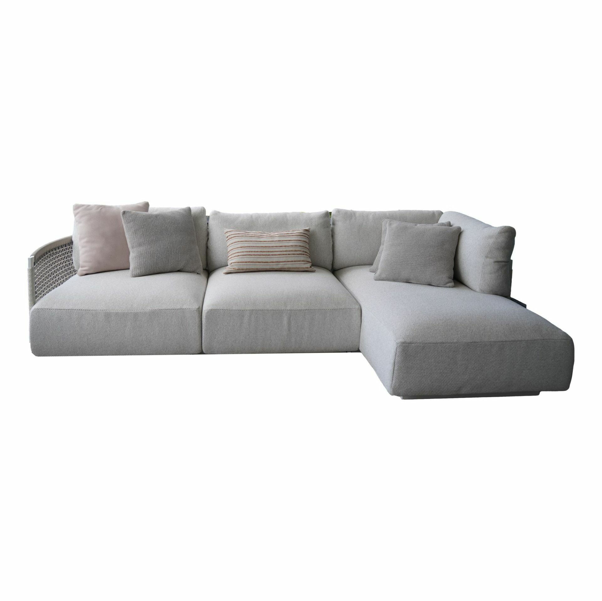 Tribù - Sofagruppe Nodi Stoff Morning Dew Grau Geflecht Canax Offwhite 00 Linen 10 Grau Gestell Aluminium Pulverbeschichtet Weiß - 1
