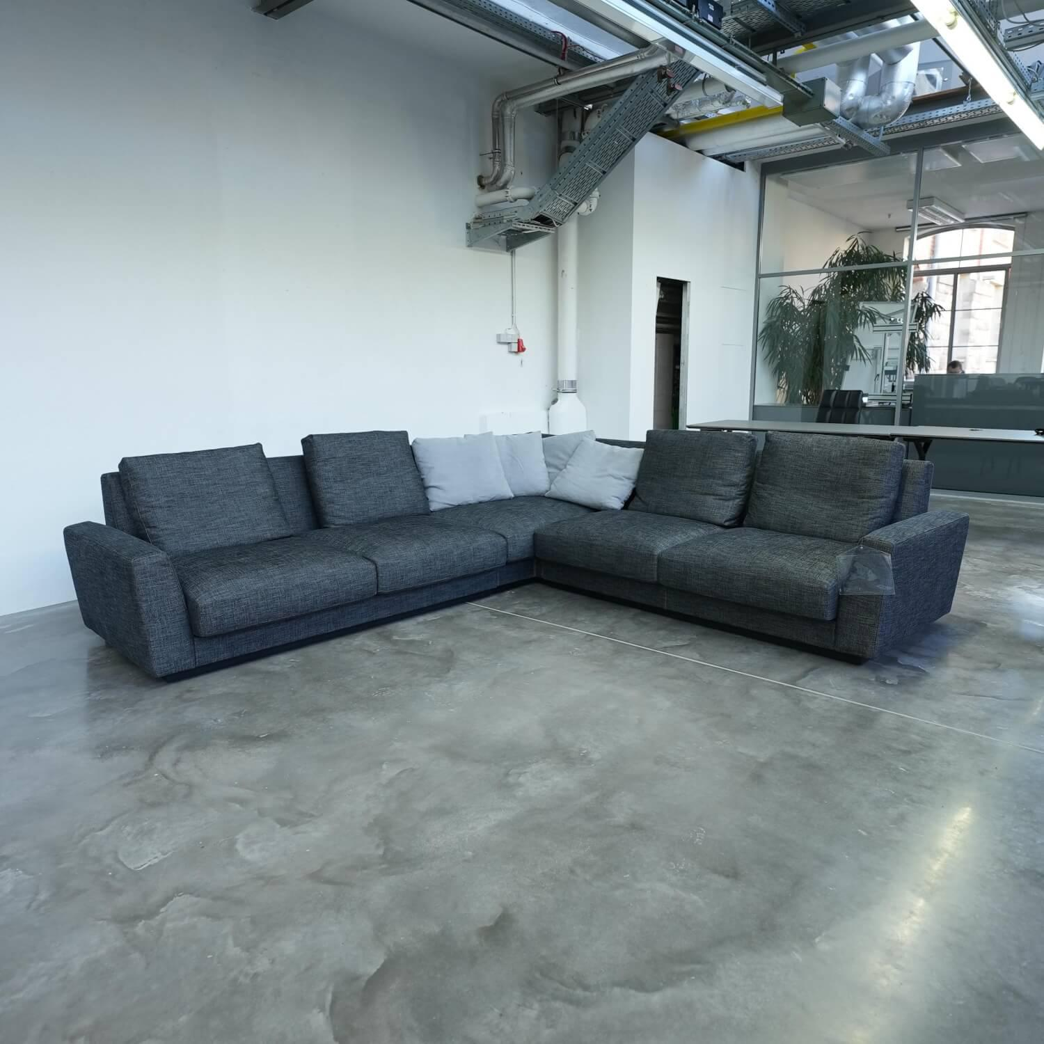 Walter Knoll - Ecksofa Grand Suite Bezug Stoff Sonora 7869 Basalt Anthrazit Sockel Buche Schwarz Lackiert - 6