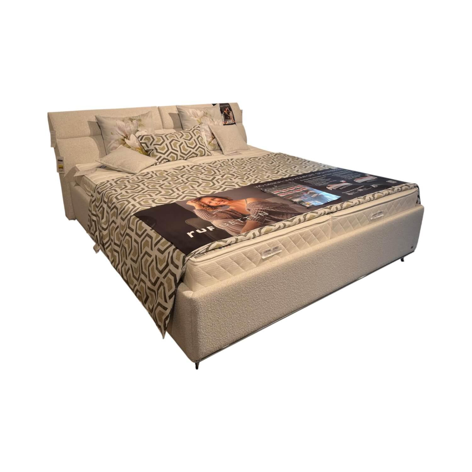 RUF Betten - Boxspringbett KS808718 Stoff 07448 Grau Inklusive Matratze Und Nackenpolster - 1