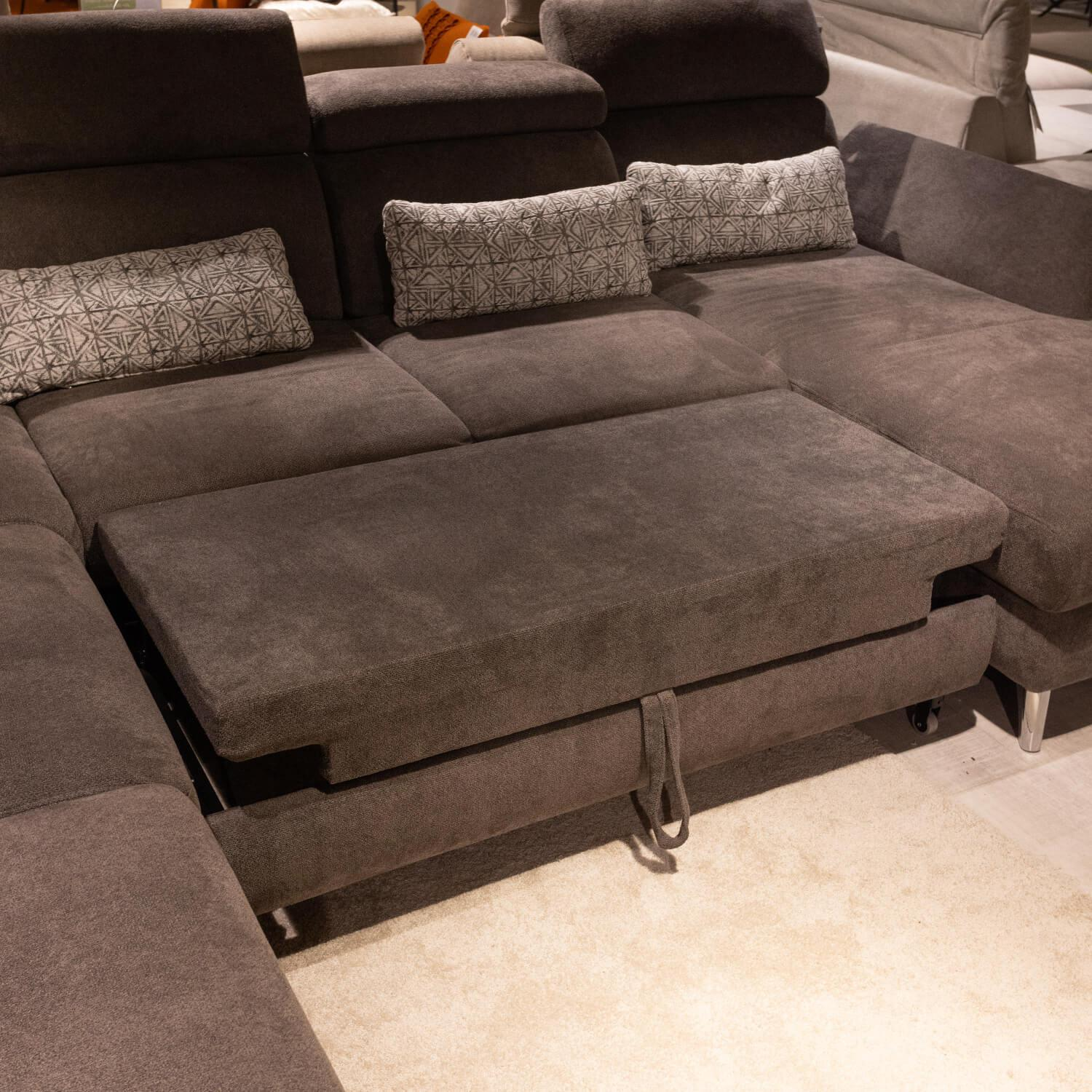 Kawoo - Wohnlandschaft Torino XC Stoff Kati Fango 20474 Grau Braun Fuß Metall Chromfarbig - 2