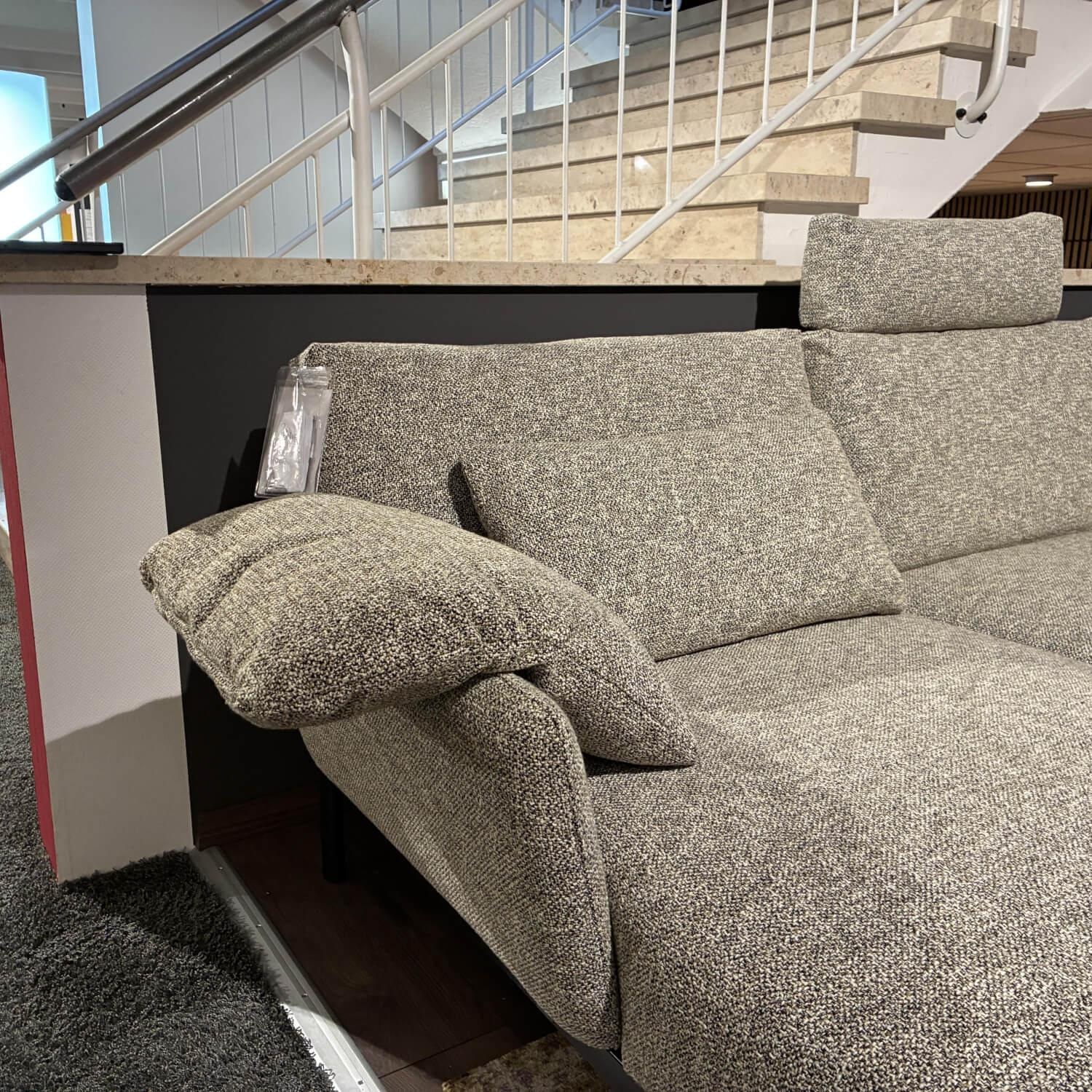 Leolux - Ecksofa Enna Stoff State 011 Rice Beige Braun Gestell Epoxy E2200 Nuit Silk Matt Schwarz - 8