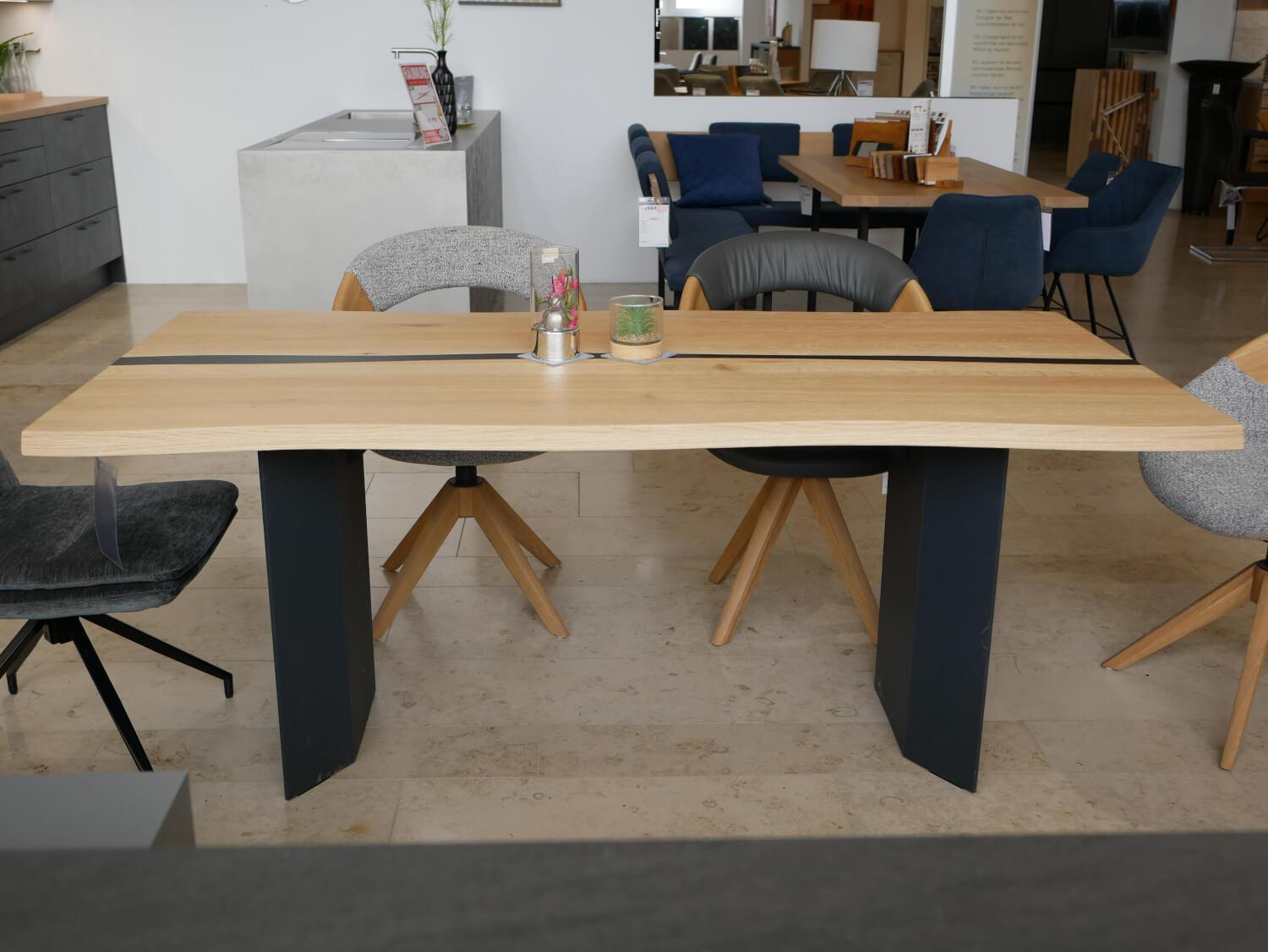 Hartmann - Esstisch LS 992821 Kerneiche Natur Gebürstet Baumkantenprofil Untergestell Holz Anthrazit - 2