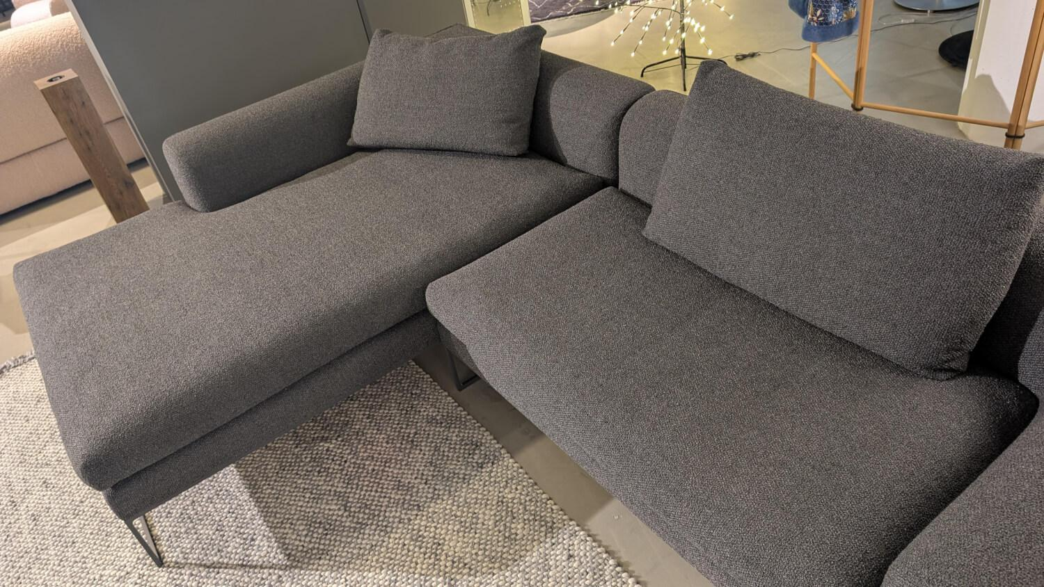 COR - Ecksofa Mell Lounge Stoff Dessin 8212 Dunkelgrau Gestell Metall Grau Lackiert Inklusive 2 Kissen - 4