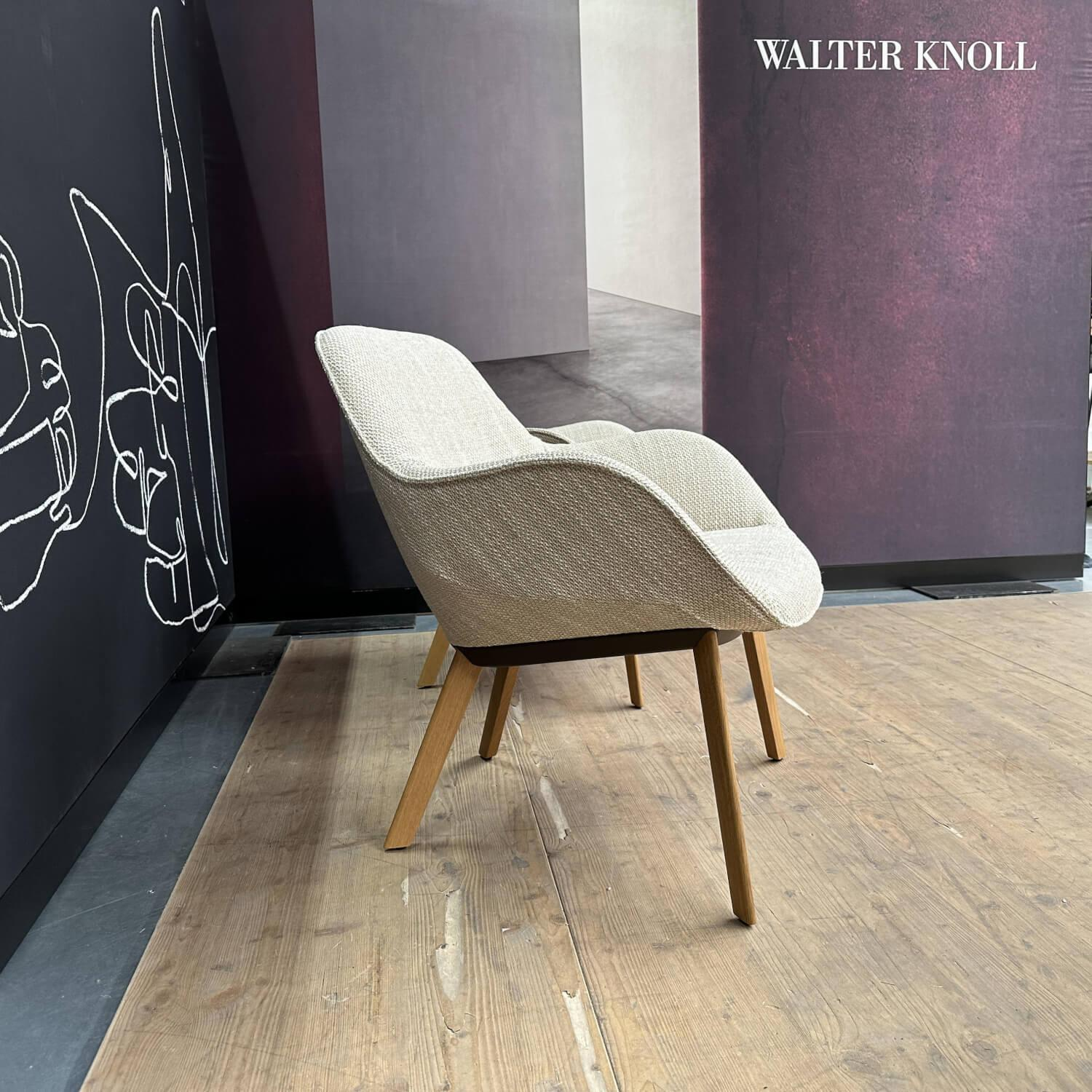 Walter Knoll - 2er Set Sessel Sheru Bezug Stoff Bogar Macadamia Beige Füße Eiche Geräuchert Geölt - 4