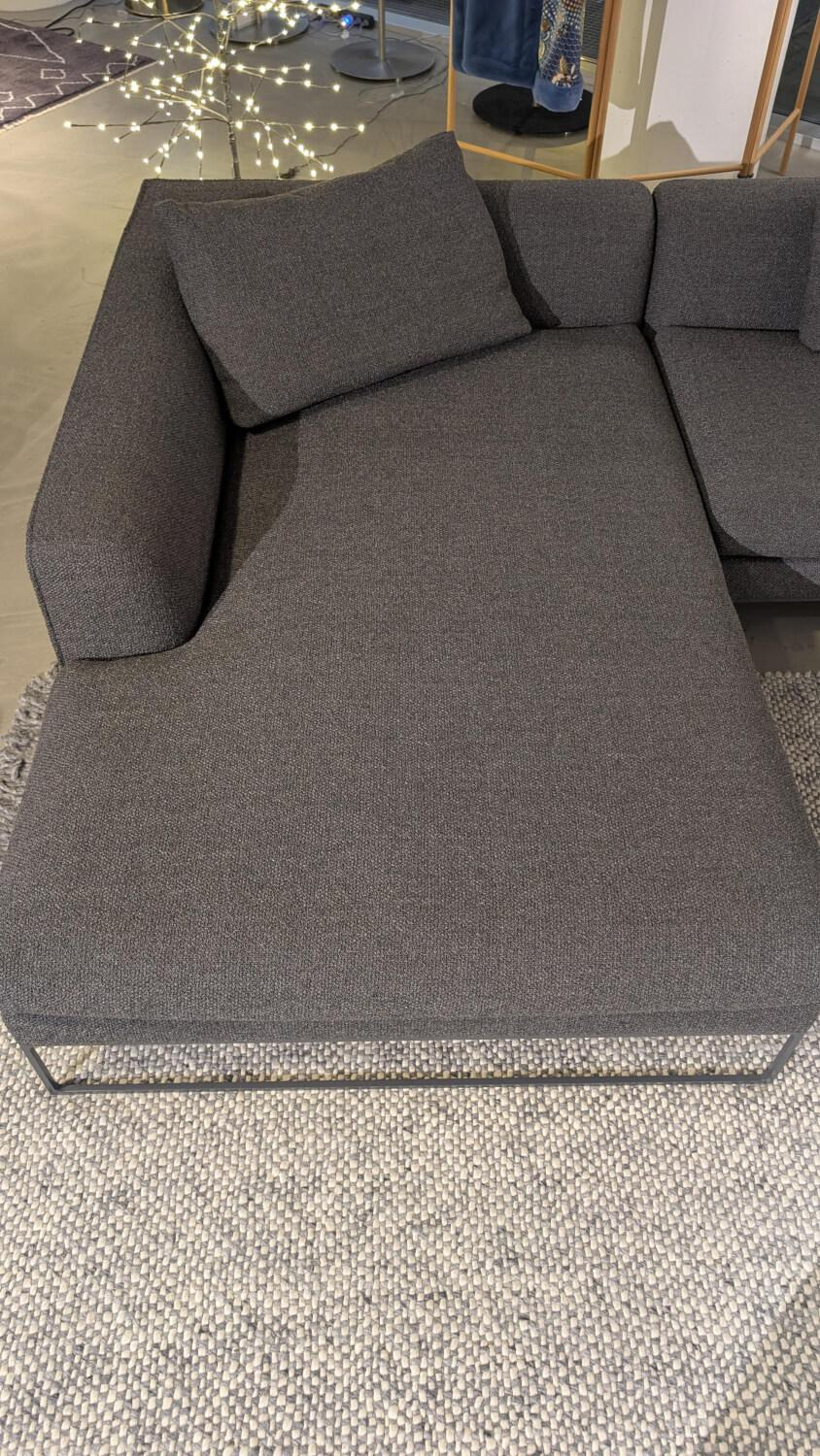 COR - Ecksofa Mell Lounge Stoff Dessin 8212 Dunkelgrau Gestell Metall Grau Lackiert Inklusive 2 Kissen - 9