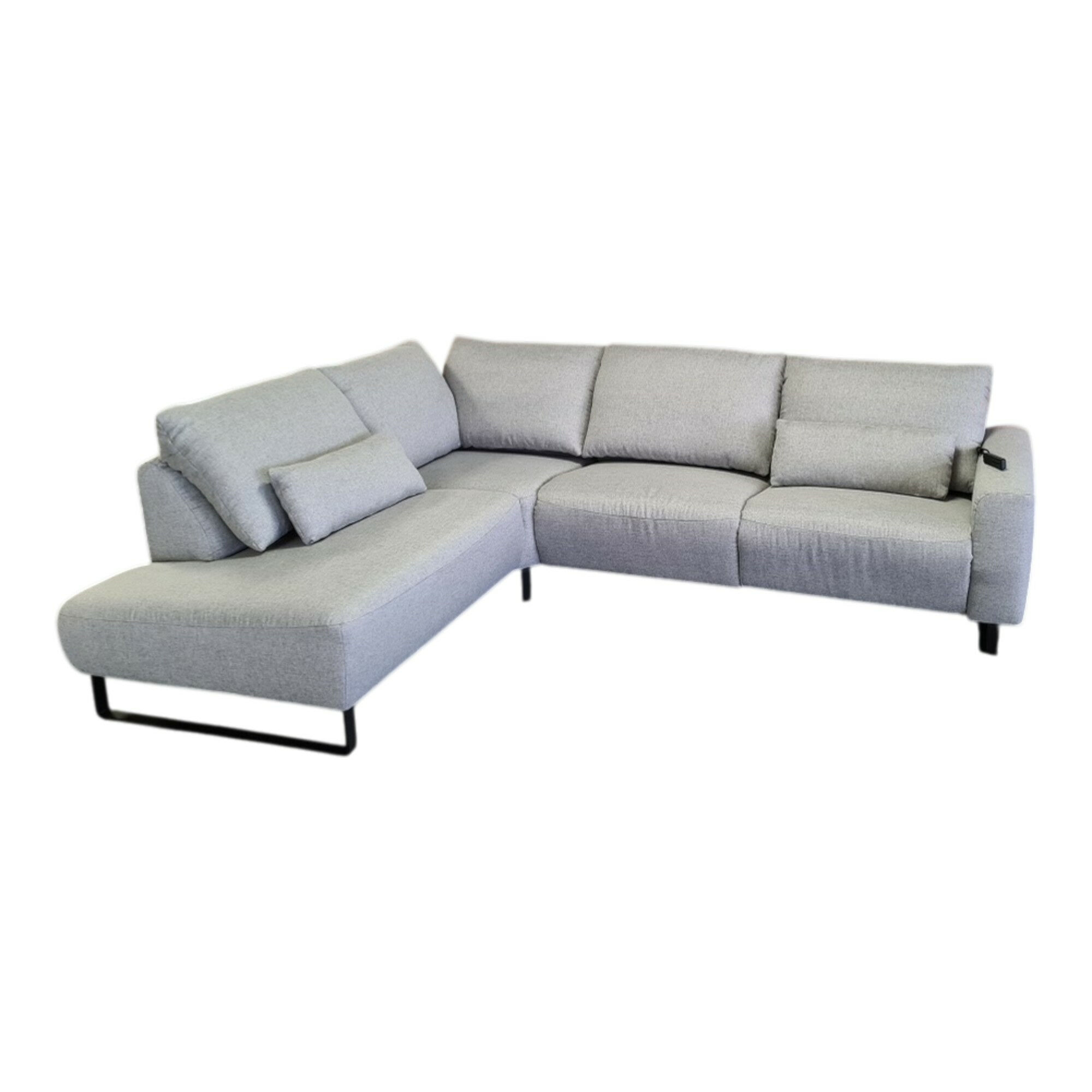 Candy - Ecksofa LS23 Riga Sullivan Stoff Mono Light Grau Füße Metall Schwarz - 1