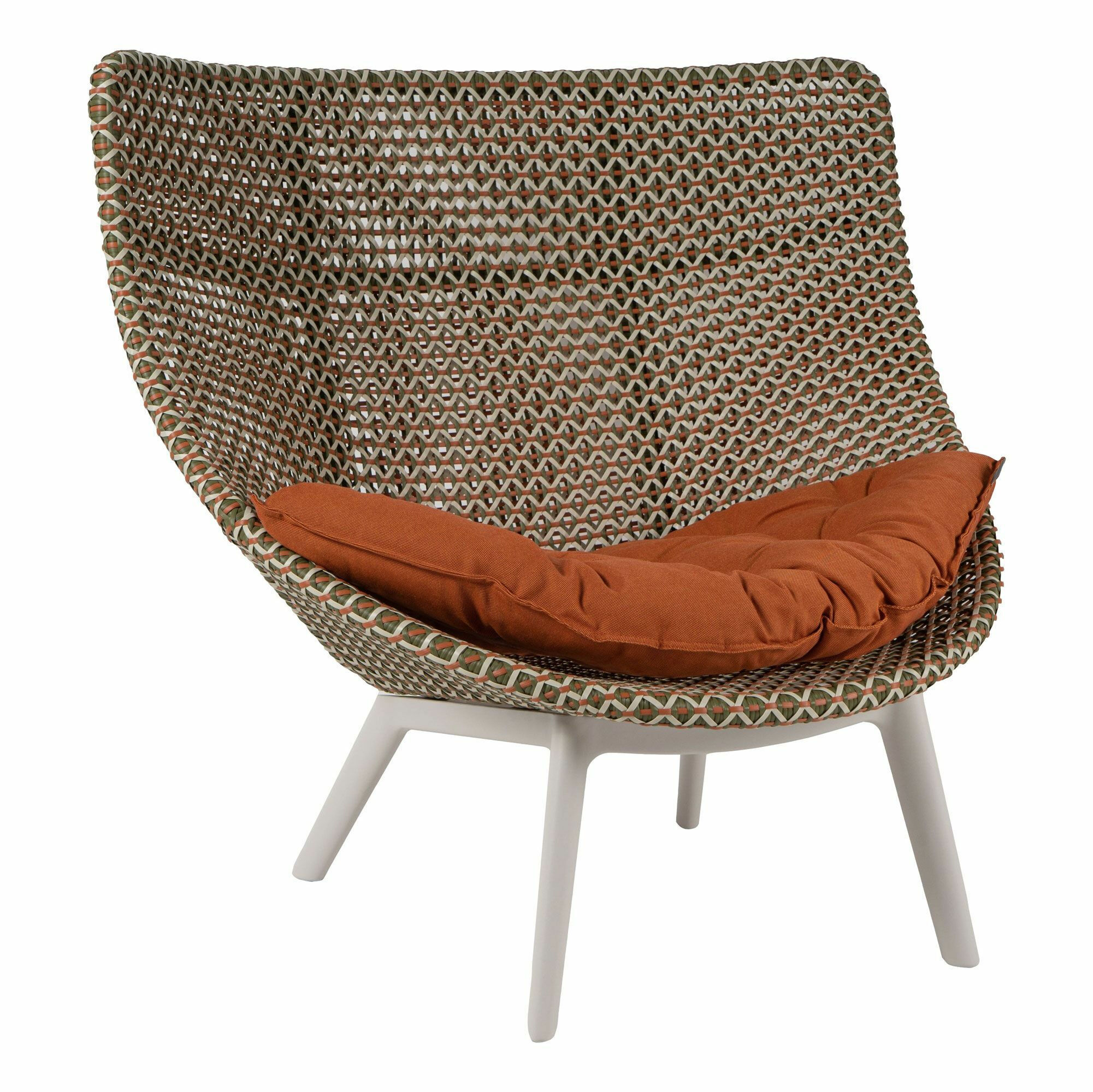 DEDON - Hochlehner Mbrace Sitz Geflecht Chestnut Braun 151 mit Sitzkissen Natura Mandarine Orange - 1