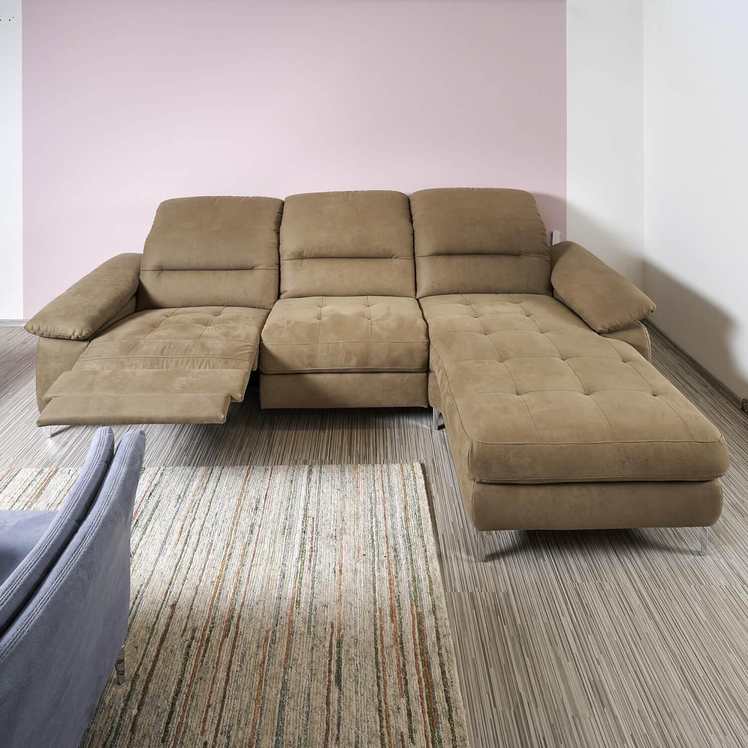 Carina - Upholstered suite 2600 Motorized Cover Clash Olive Metal feet shiny chrome - 3