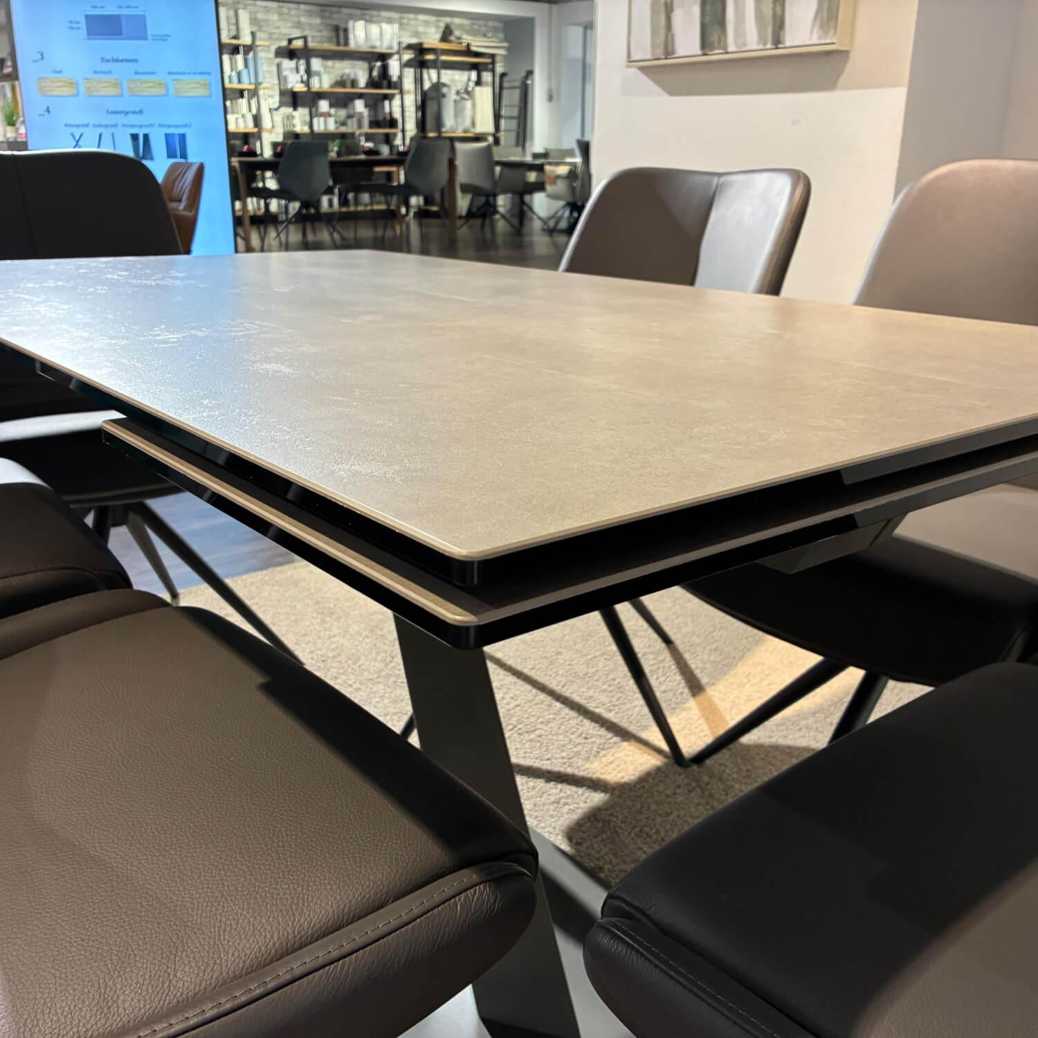 Naos - Essgruppe Iseo Und Mis Keramikplatte Grau Auf Glas Gestell Leder 1 1200 Graniet Grau Gestell Metall Quarz 7039 Schwarz - 6