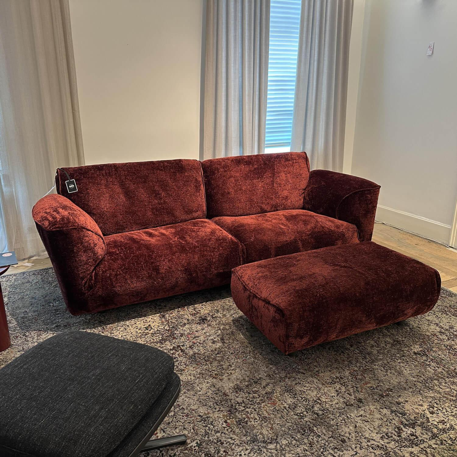 Edra - Sofa Grand Soffice Stoff 8214 57 Soft Nest Rot Polsterung Gellyfoam Und Daune Inklusive Hocker - 5