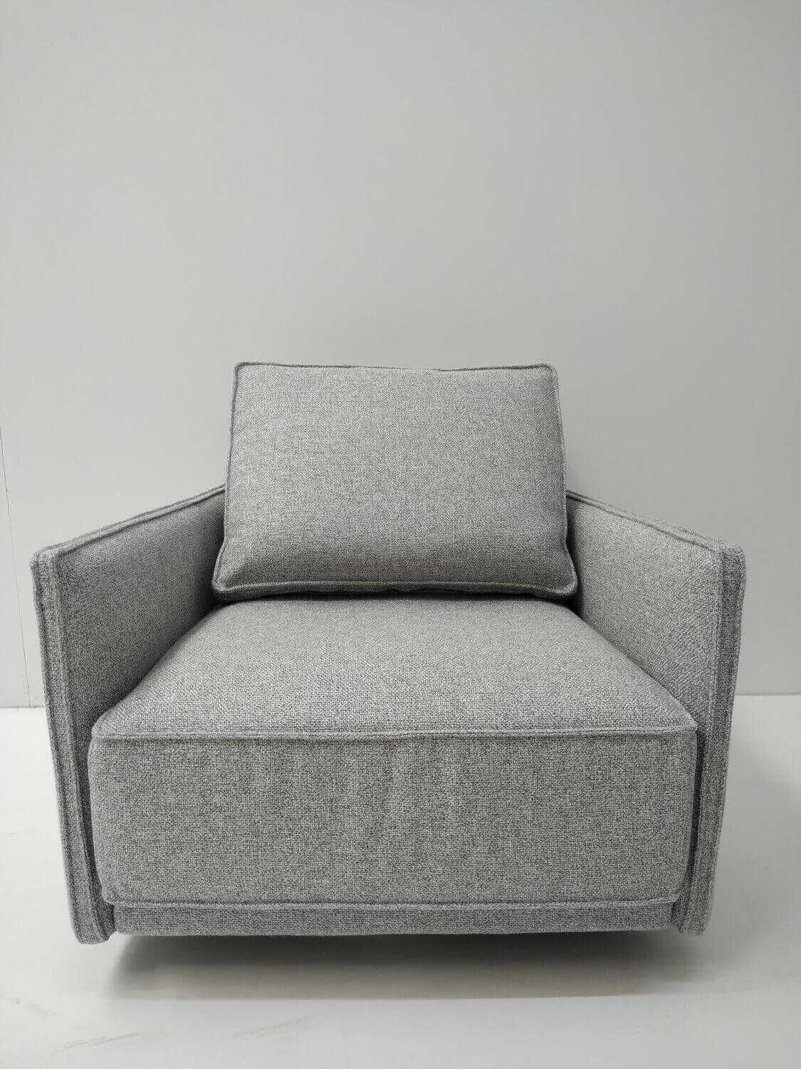 IP Design - Sessel Cube Lounge Stoff Mara Grau mit Hocker - 4