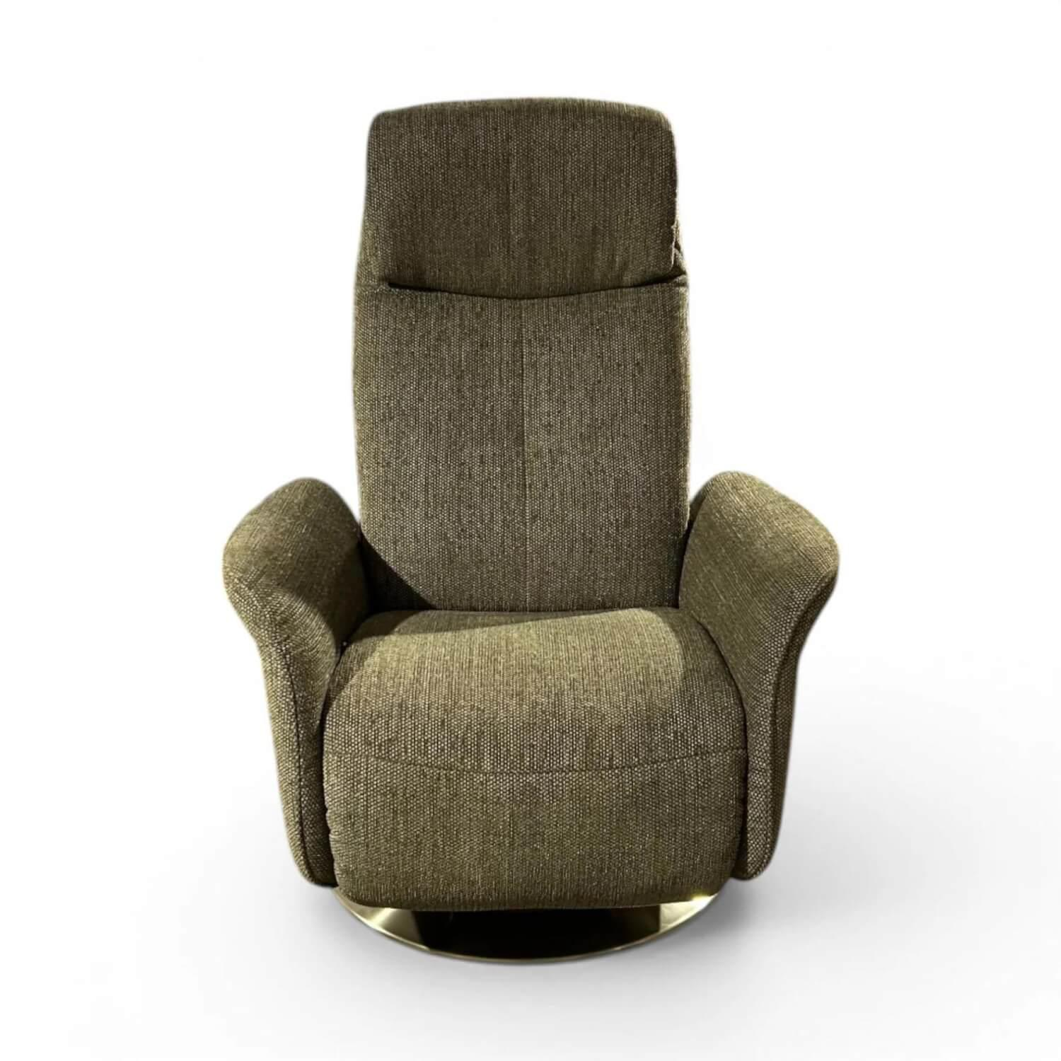 himolla - Sessel 8956 Leo Easy-Swing M Stoff Grün Tellerfuß Holzoptik mit Edelstahlring - 1