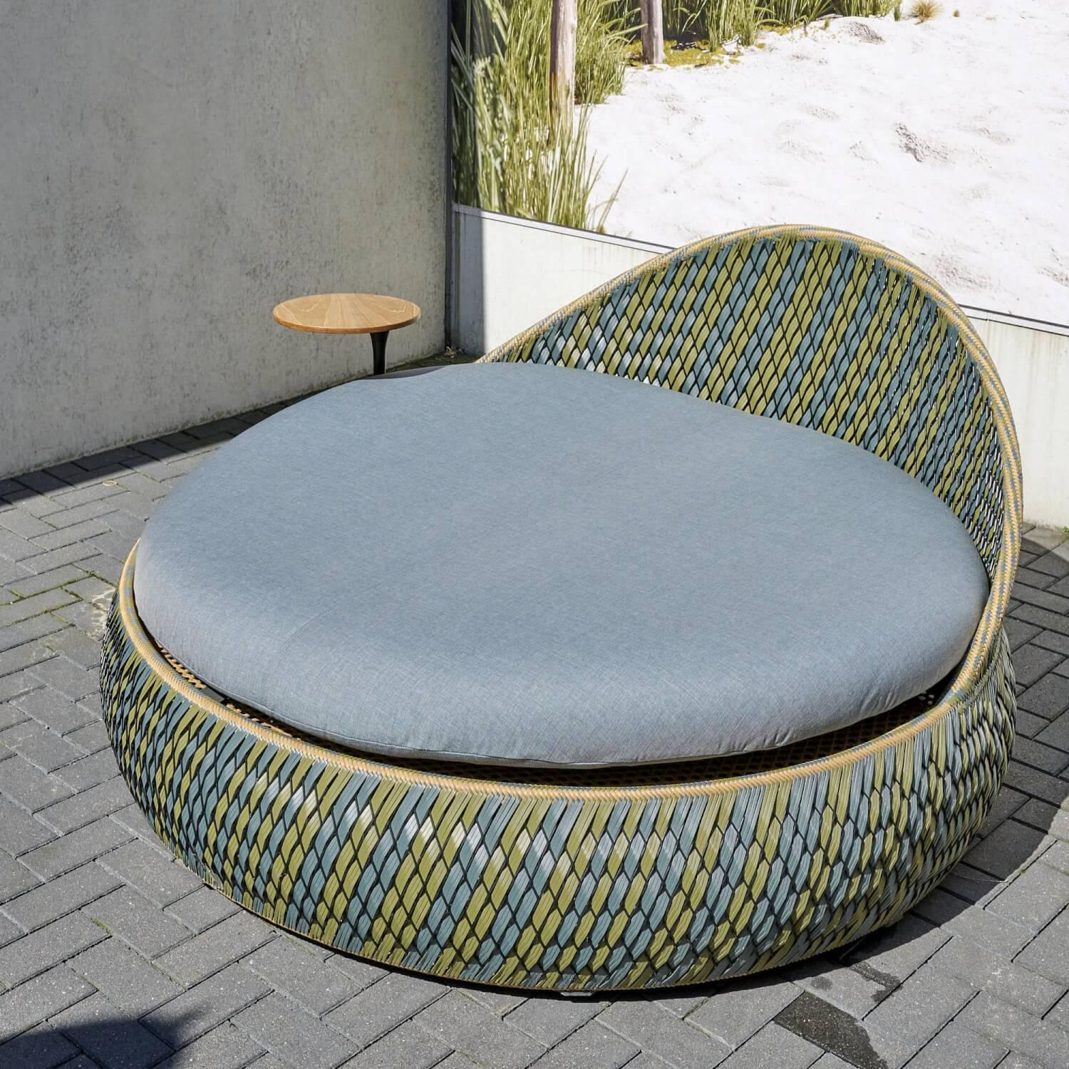 DEDON - Sofainsel / Daybed Dala Bezug Stoff Twist Dark Turquoise Geflecht Dedon-Faser Ubud - 11