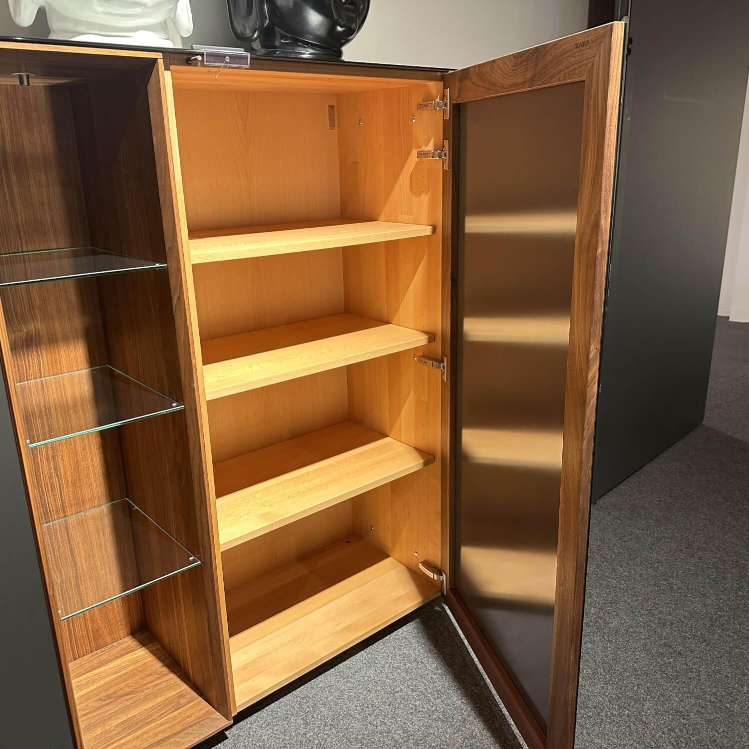 Team 7 - Highboard Cubus Pure Nussbaum Natur Glas Stahl Matt Inkl. Beleuchtung - 9