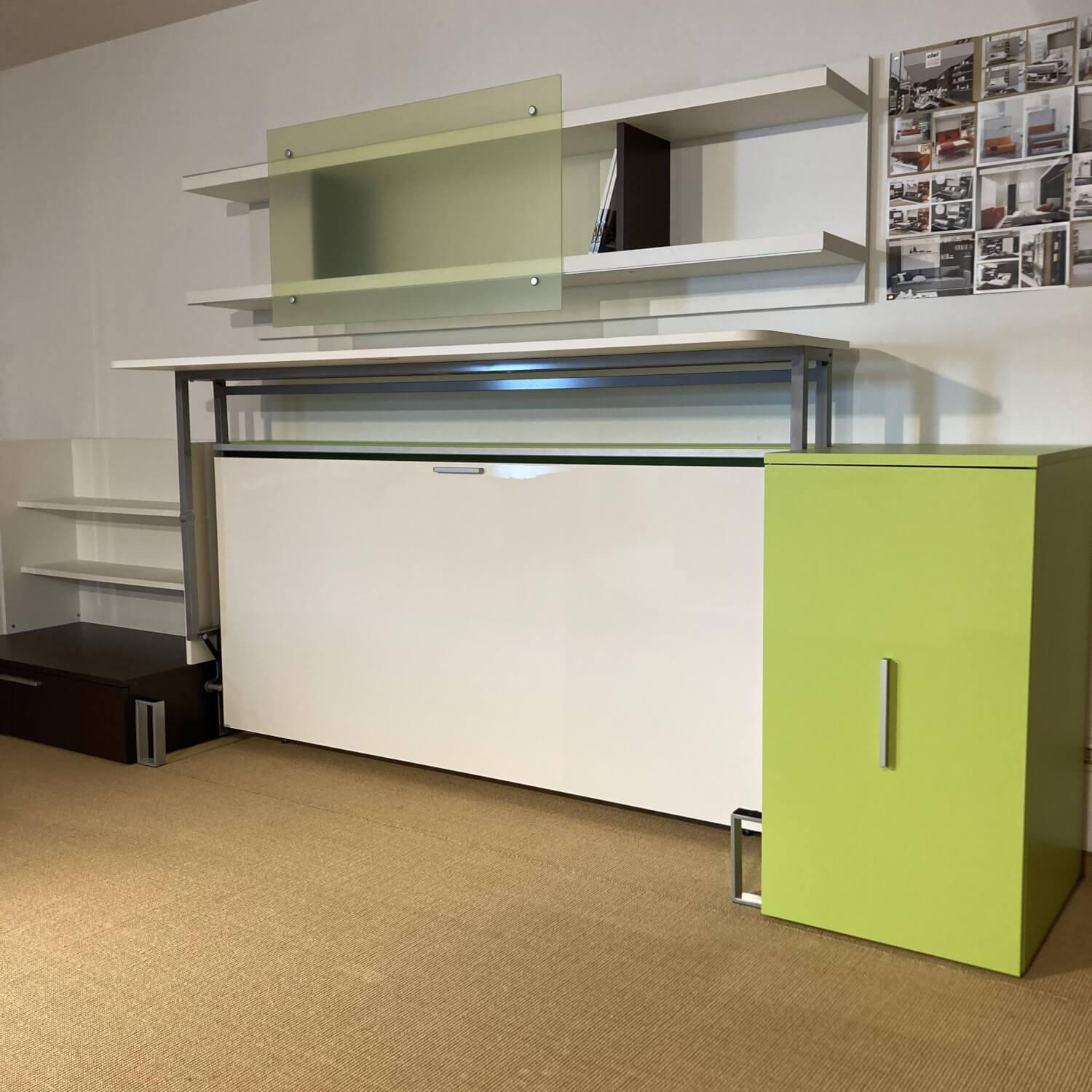 Systemwand Cabrio In mit Einzelbett mit hochklappbarem Schreibtisch