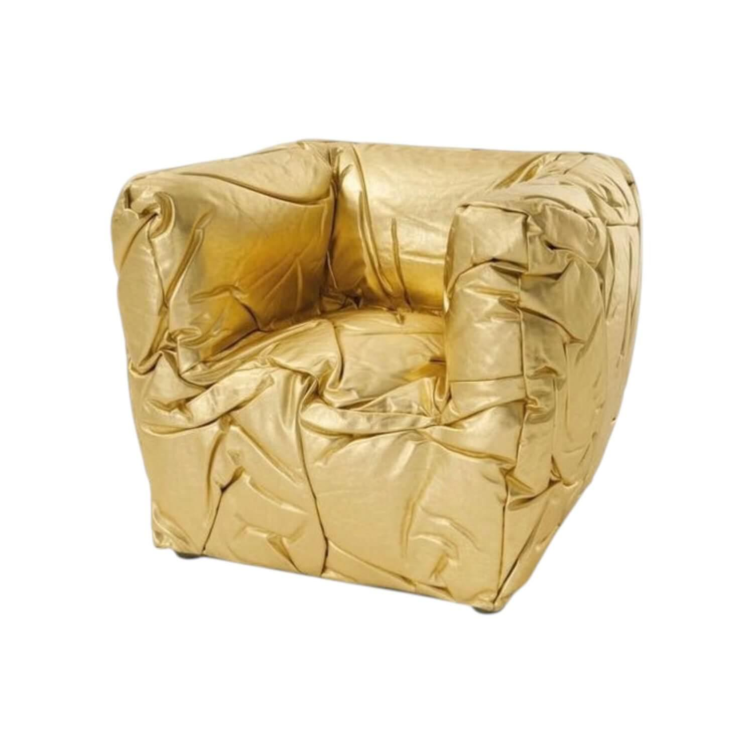 Edra - Sessel Sponge Metallisiertes Leder PLX Gold - 1