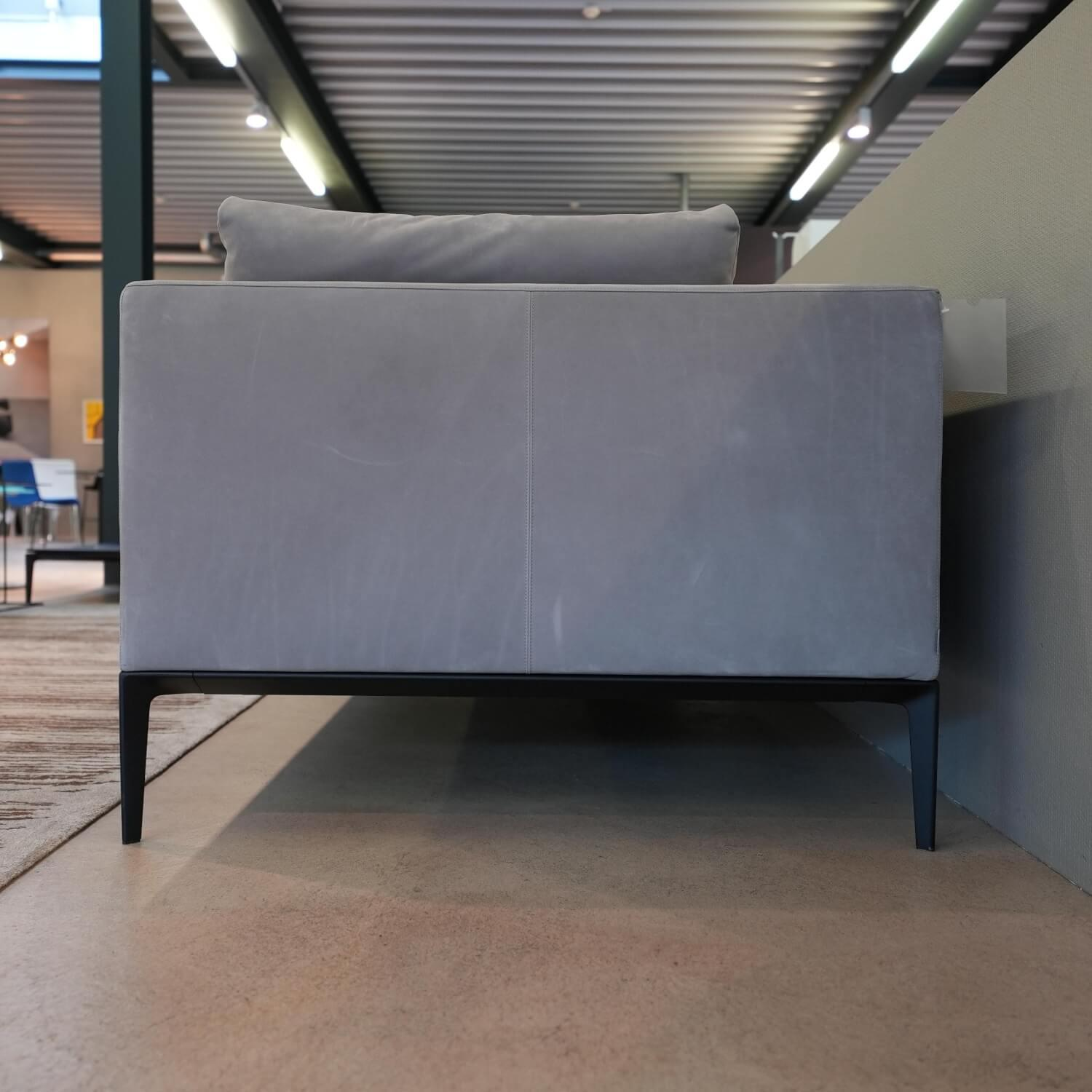 Walter Knoll - Recamiere Jaan Living 783 25 Cover Leather Velvet Chia Gray With Storage Board Saddle Black Black And Cushions - 5