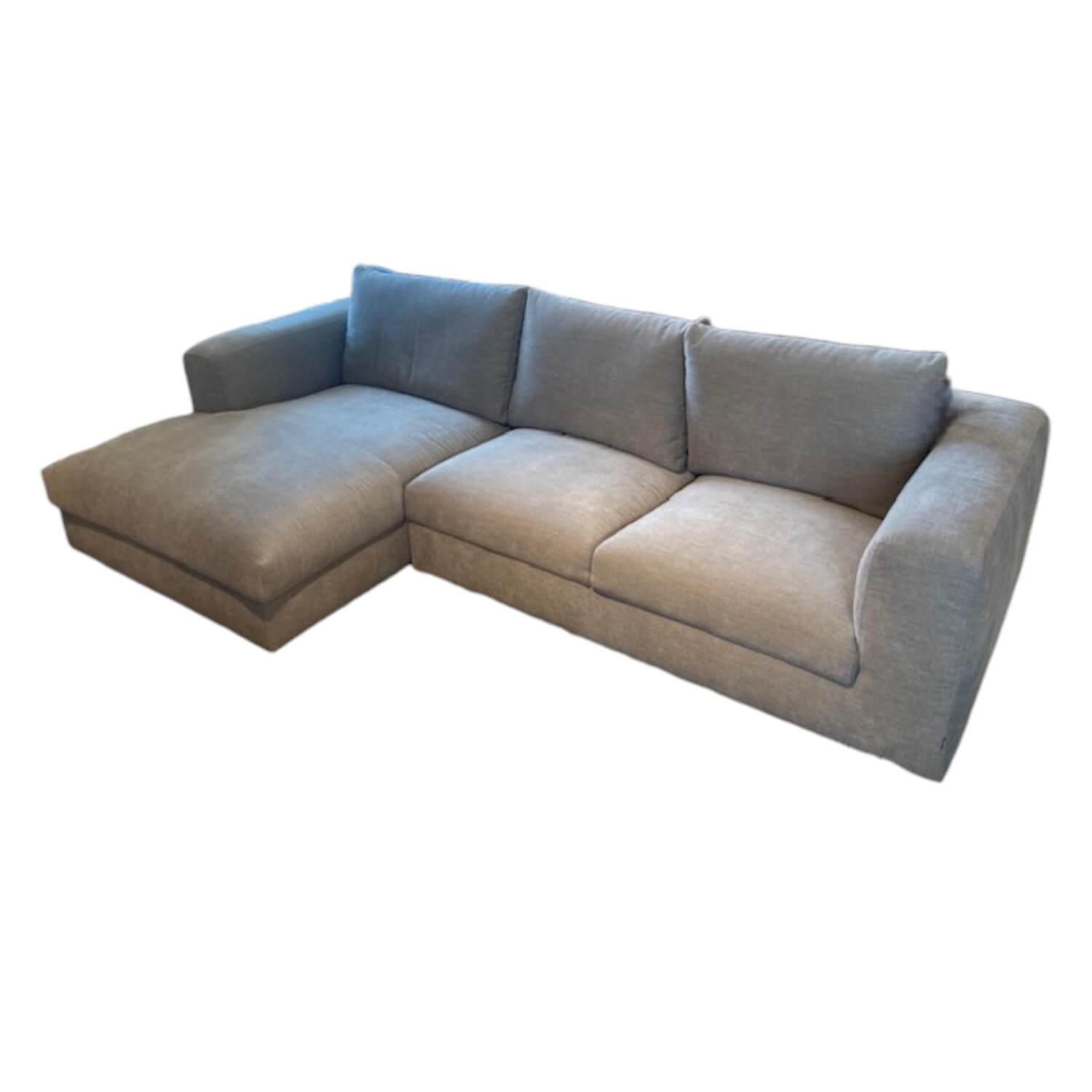 Natura - Ecksofa Stormy Stoff 2 Lapis Khaki Grün Grau Füße Kunststoff Mit Stoff Bezogen - 1