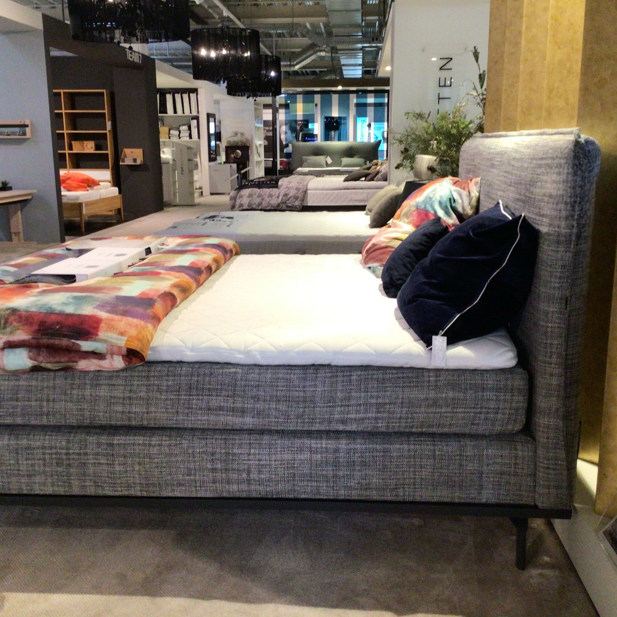 Musterring - Boxspring bed Delphi fabric JAB 15051 gray with mattress and topper - 4
