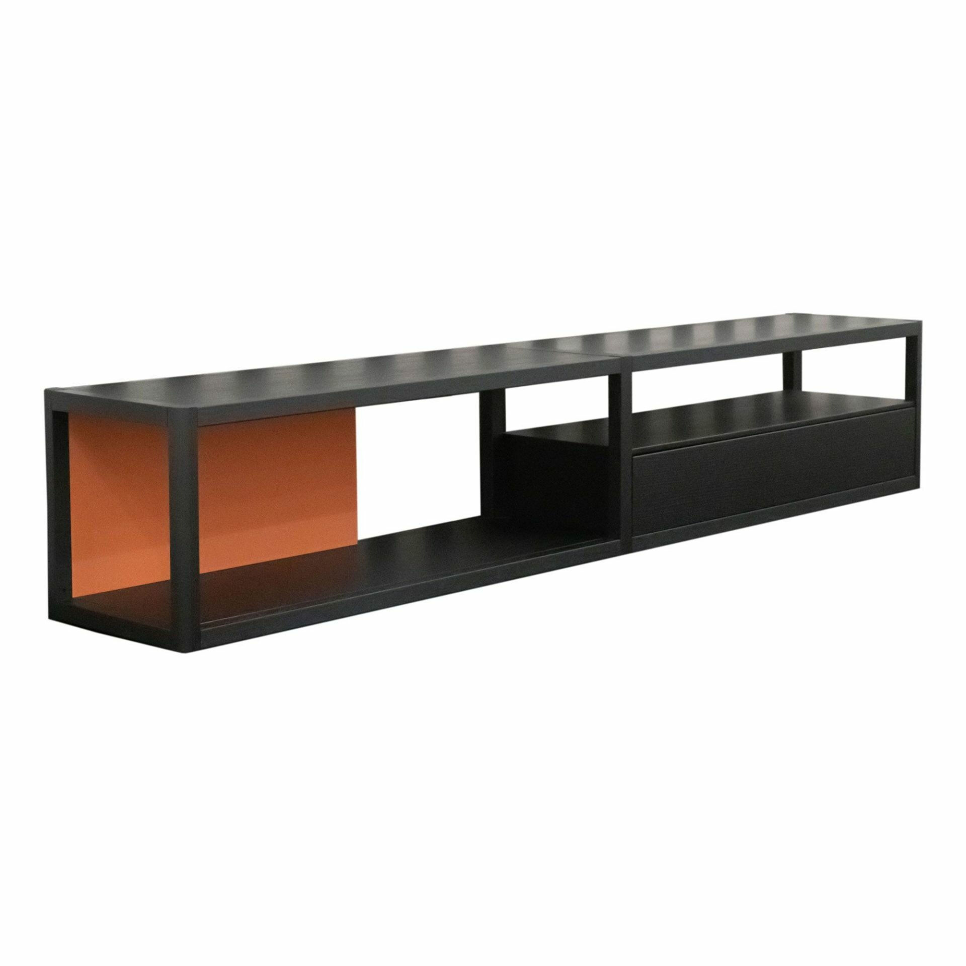 Treku - Sideboard Kai Black Schwarz Rückwand Lachsfarben - 1