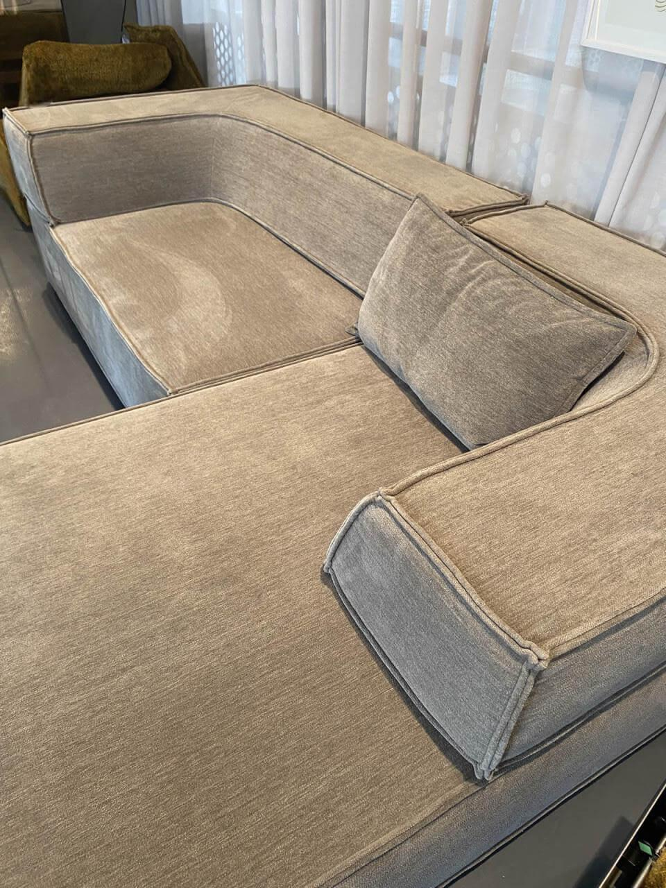 COR - Ecksofa Trio Stoff 8143 Taupe Grau Beige Inklusive Kuschelkissen - 5