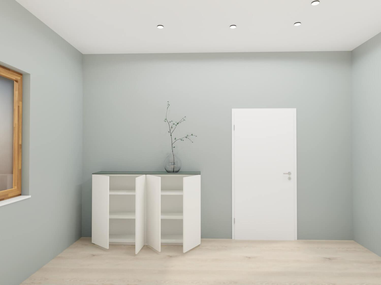 Interlübke - Sideboard Tavi Lack Schneeweiß M03 Abdeckplatte Lack Laguna M80 Grau - 2