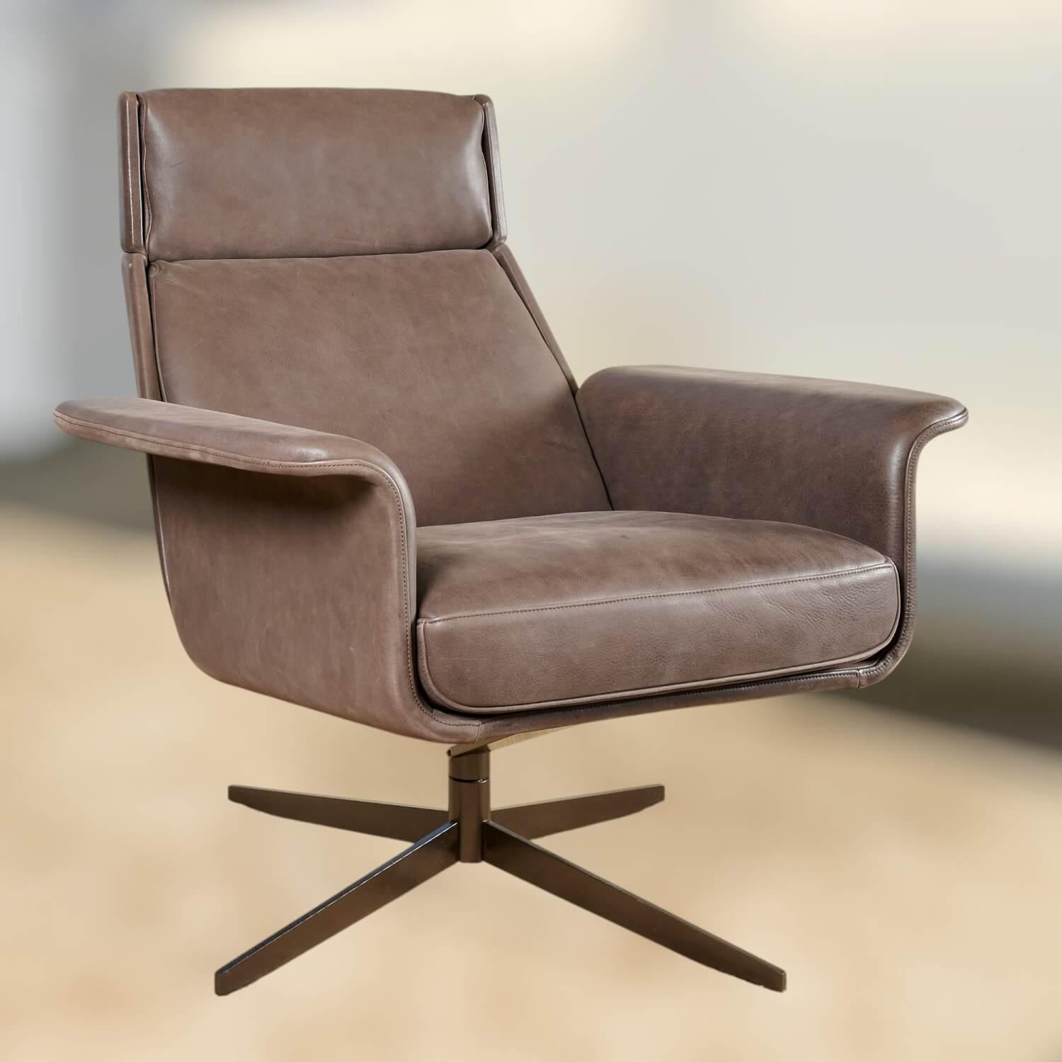 Bielefelder Werkstätten - Sessel Legend Leder Java Terra Braun Schale Formsperrholz Kreuzfuß Metall Mit Neigefunktion - 9