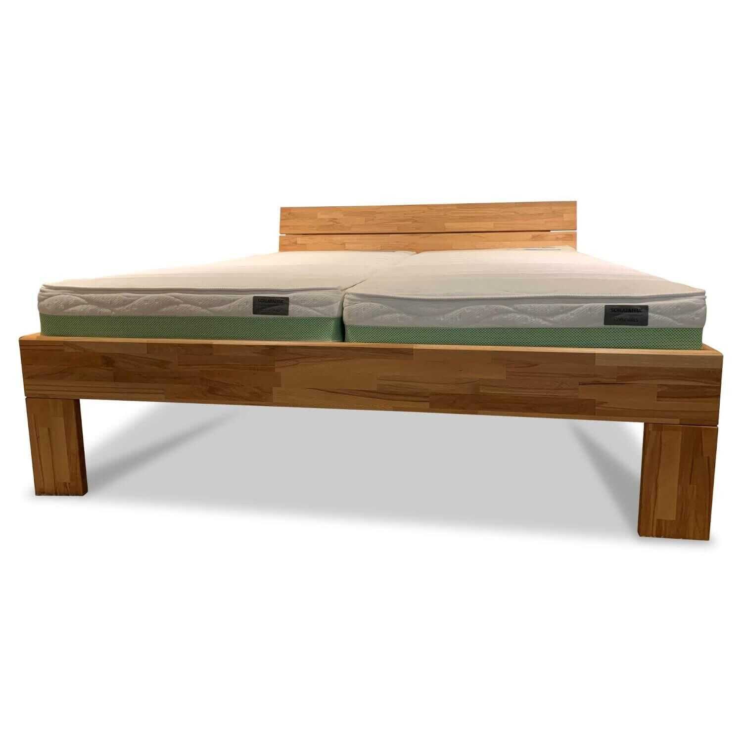 Hasena - Bett Wood-Line Kernbuche mit 2 Matratzen H3 - 1