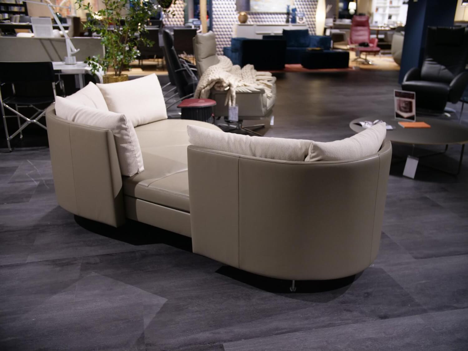 De Sede - Sofa DS 167 Landschaft Leder Select Taupe Grau Füße Edelstahl Inklusive Kissen - 9