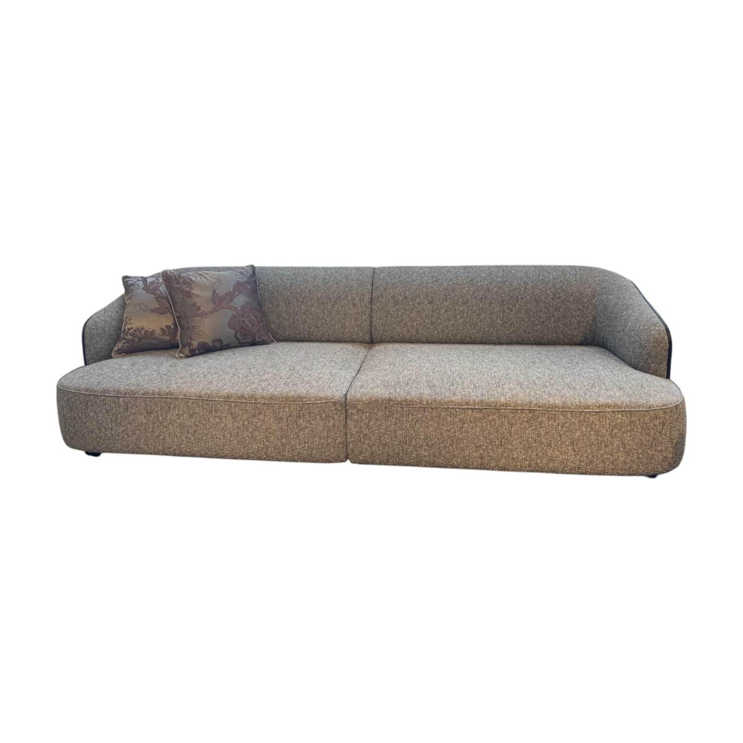 Rubelli Casa - Sofa 260 Lago Stoff Grau Rücken Leder Schwarz Füße Schwarz - 1