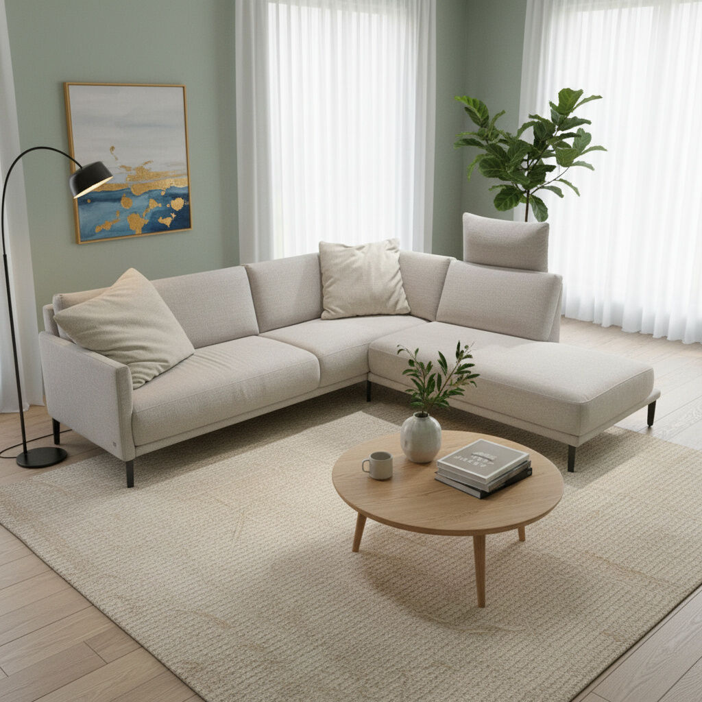 Rolf Benz - Ecksofa Cara Stoff 17.303 Silbergrau Gestell Verkehrsschwarz mit 3 Kissen - 2