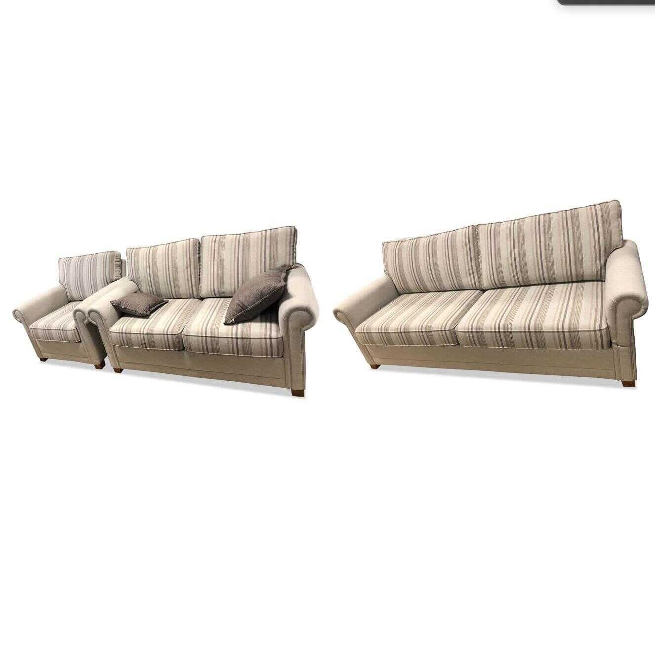 Manufaktur - Garnitur Coburg Stoff Beige 2 Sofas 1 Sessel - 1