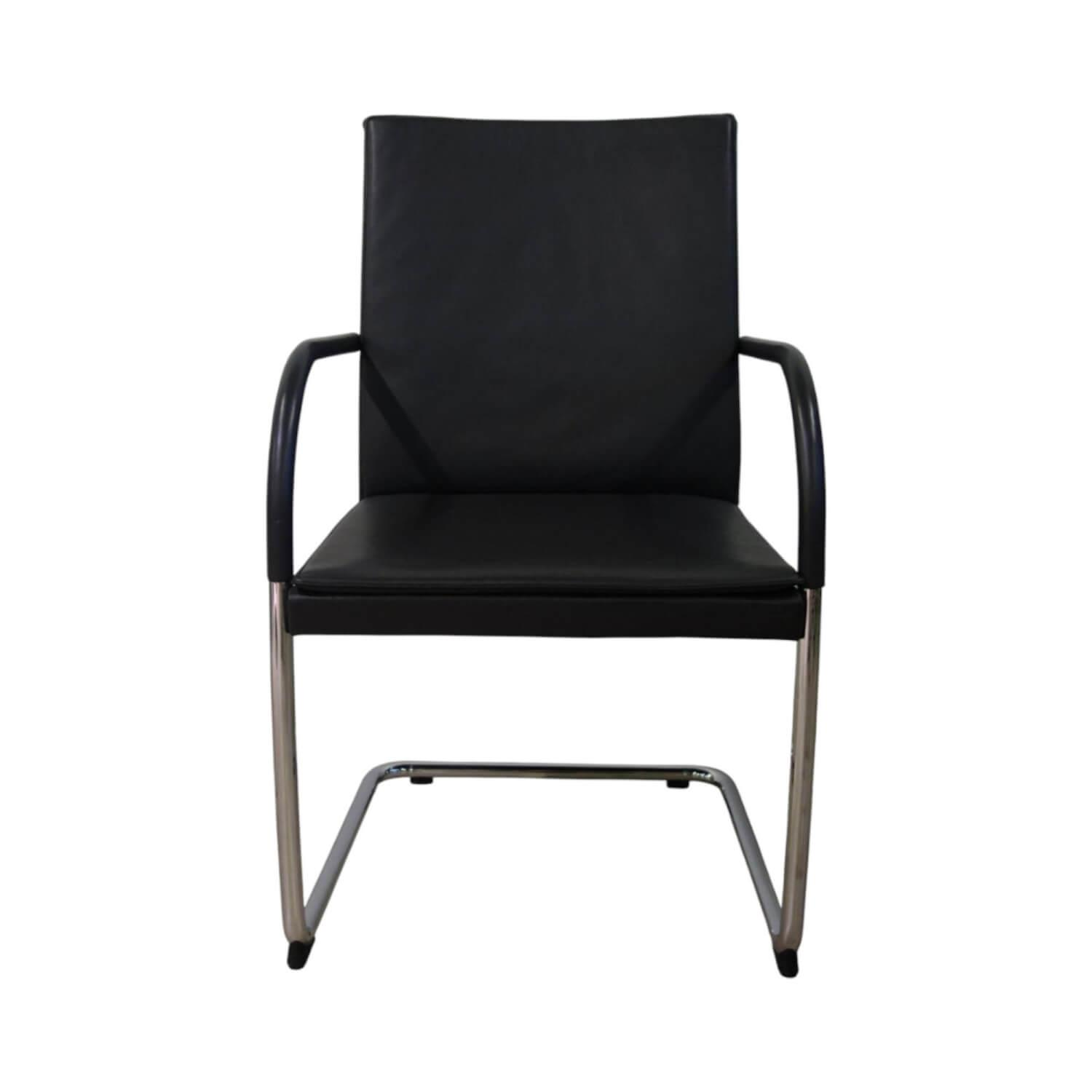 Walter Knoll - Freischwinger George 1577 Leder Cashmere 1314 Slate Schwarz Gestell Rundrohrstahl Hochglanz Verchromt - 1