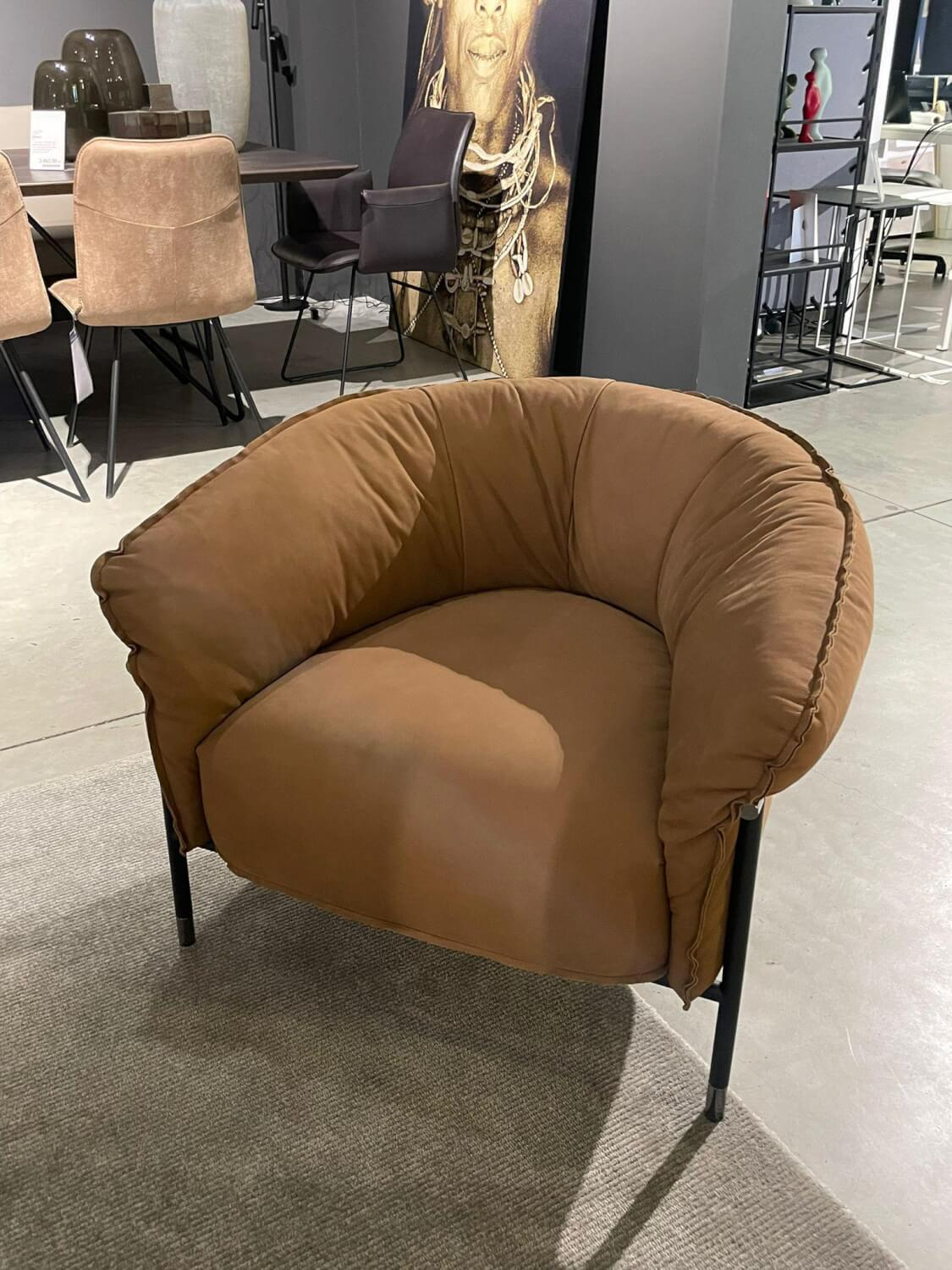 Cierre - Sessel Mac Leder Cat. 5 Natvelour. 77 Braun Füße Chrom-Schwarz - 3