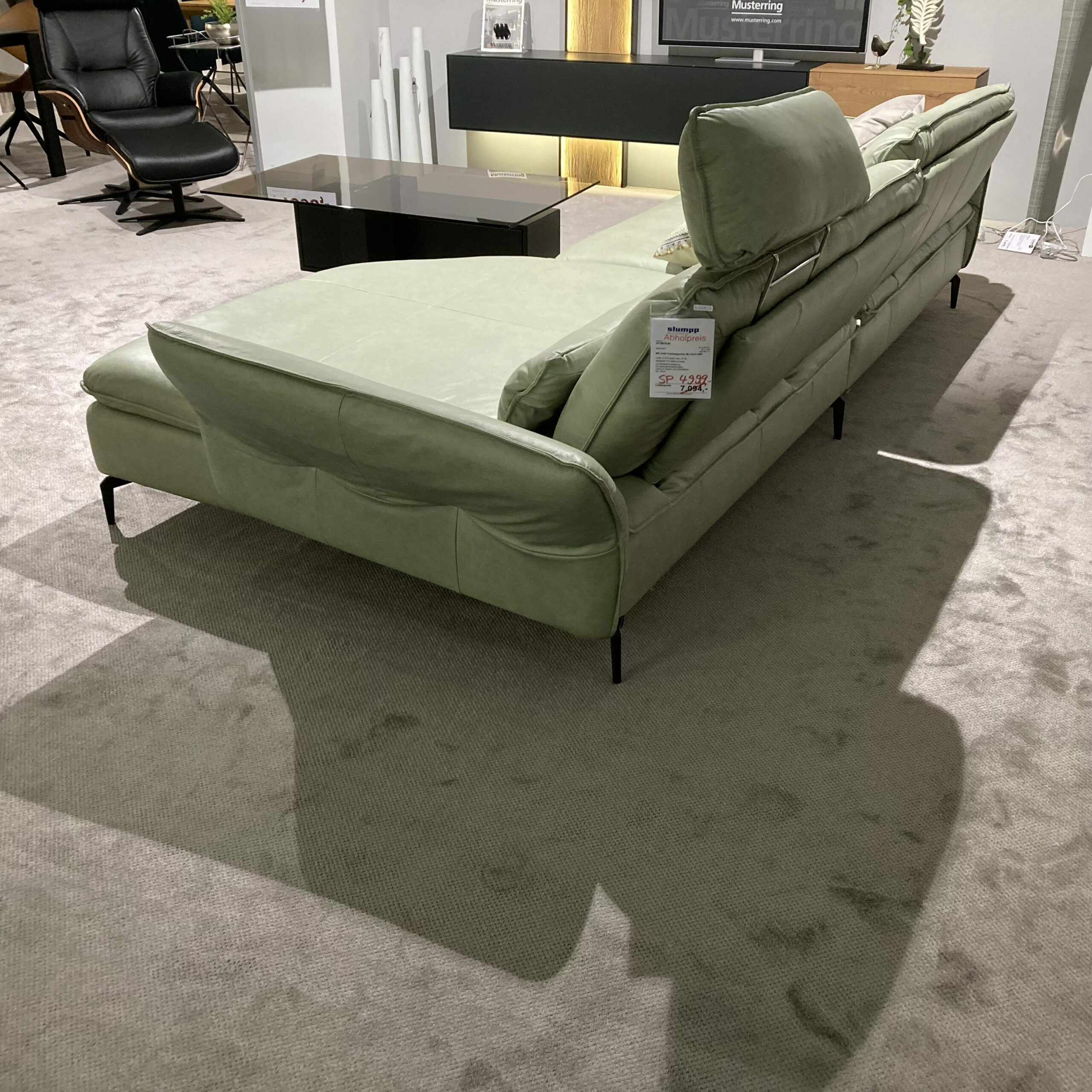 Musterring - Ecksofa MR 2340 Leder Z7433 Green Tea Grün Metallfuß Schwarz mit Funktionen - 4
