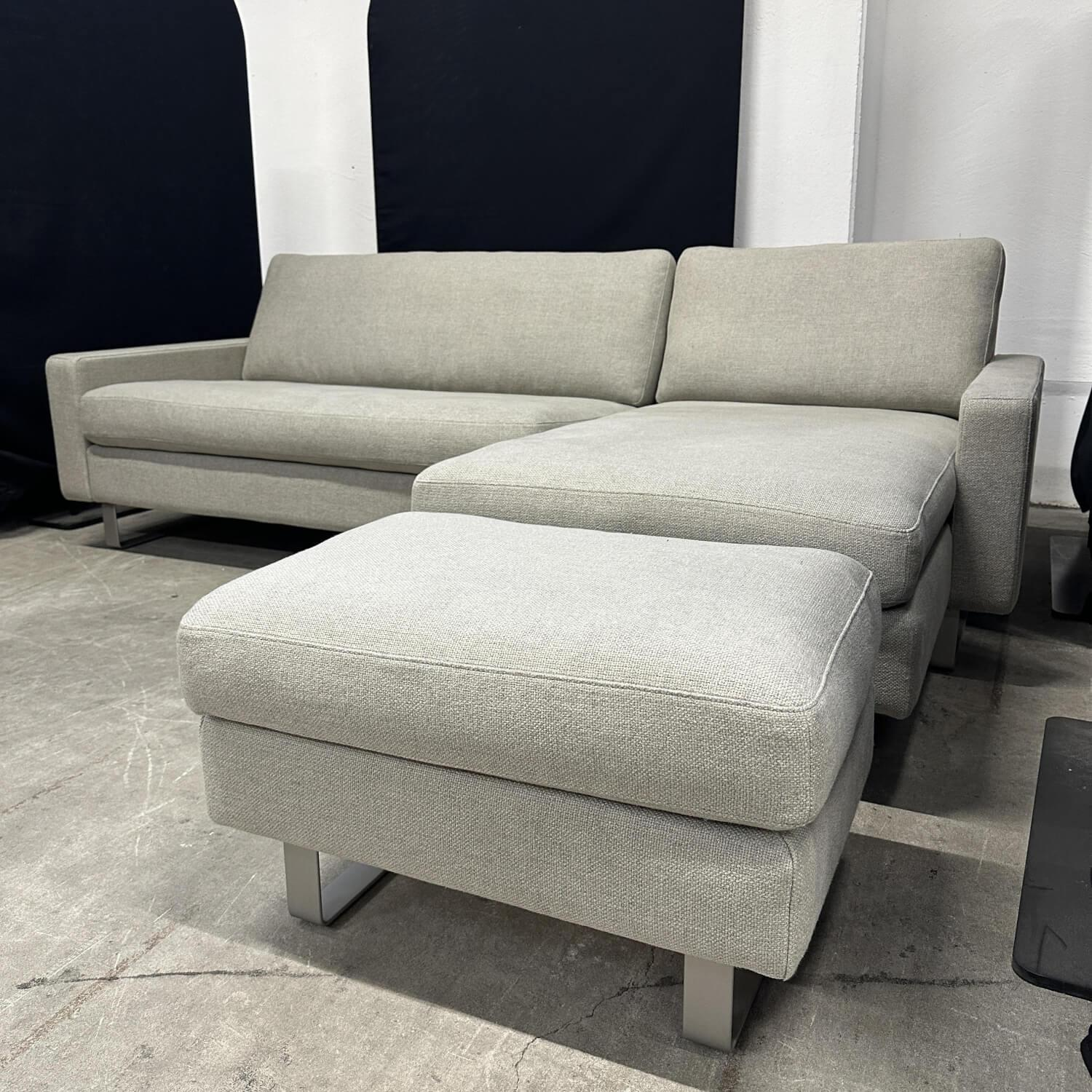 COR - Ecksofa Conseta Stoff 8311 Muschel Grau Metallkufen F04 Feinstruktur Stahl Mit Filzgleitern Inklusive Hocker - 10