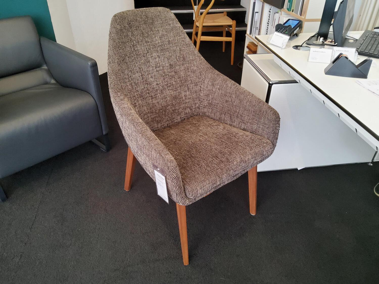 Montis - Stuhl Vico Stoff Aldo 2 Braun Gestell Nussbaum Massiv - 5