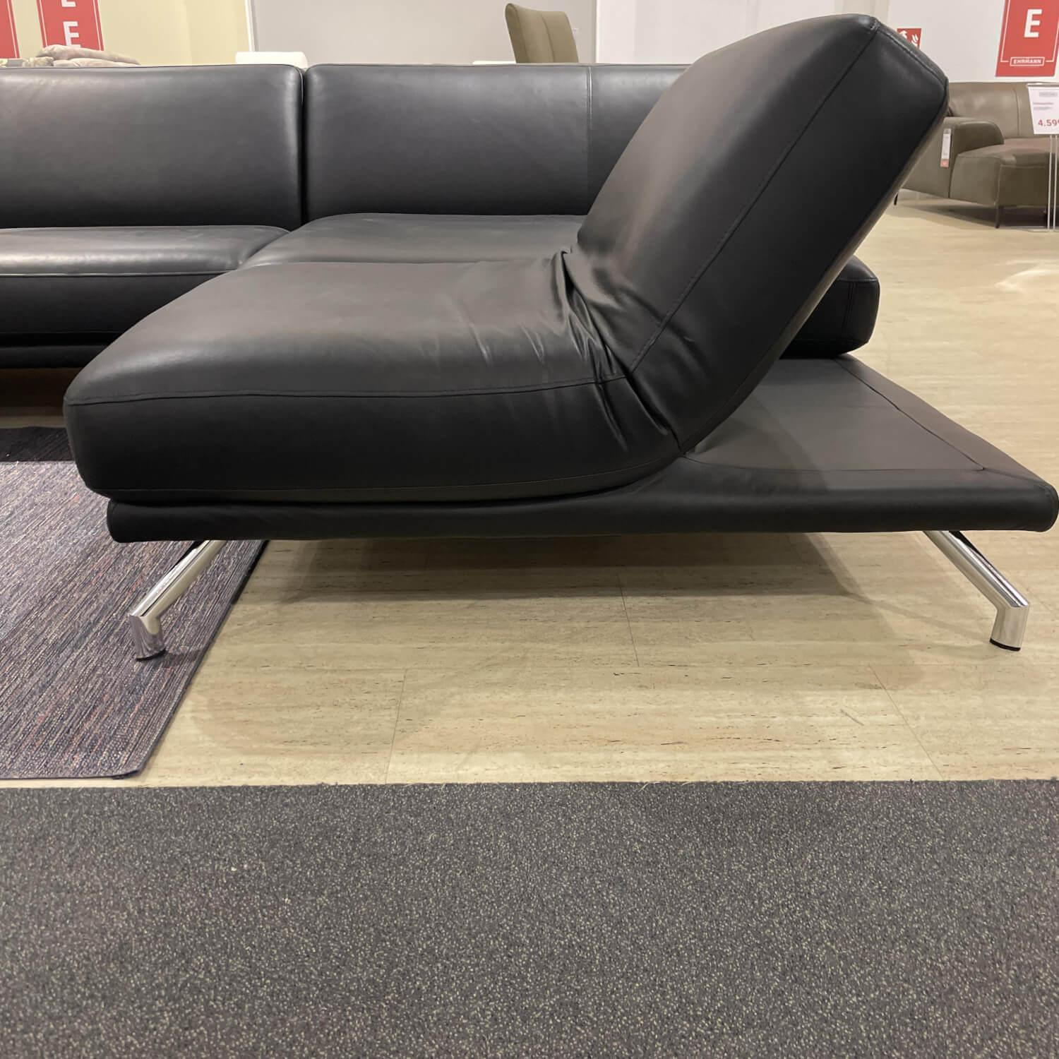 WK Wohnen - Eckgarnitur WK 650 Nalo Leder Anilin Pure Eco Nero Winkelfuß - 4